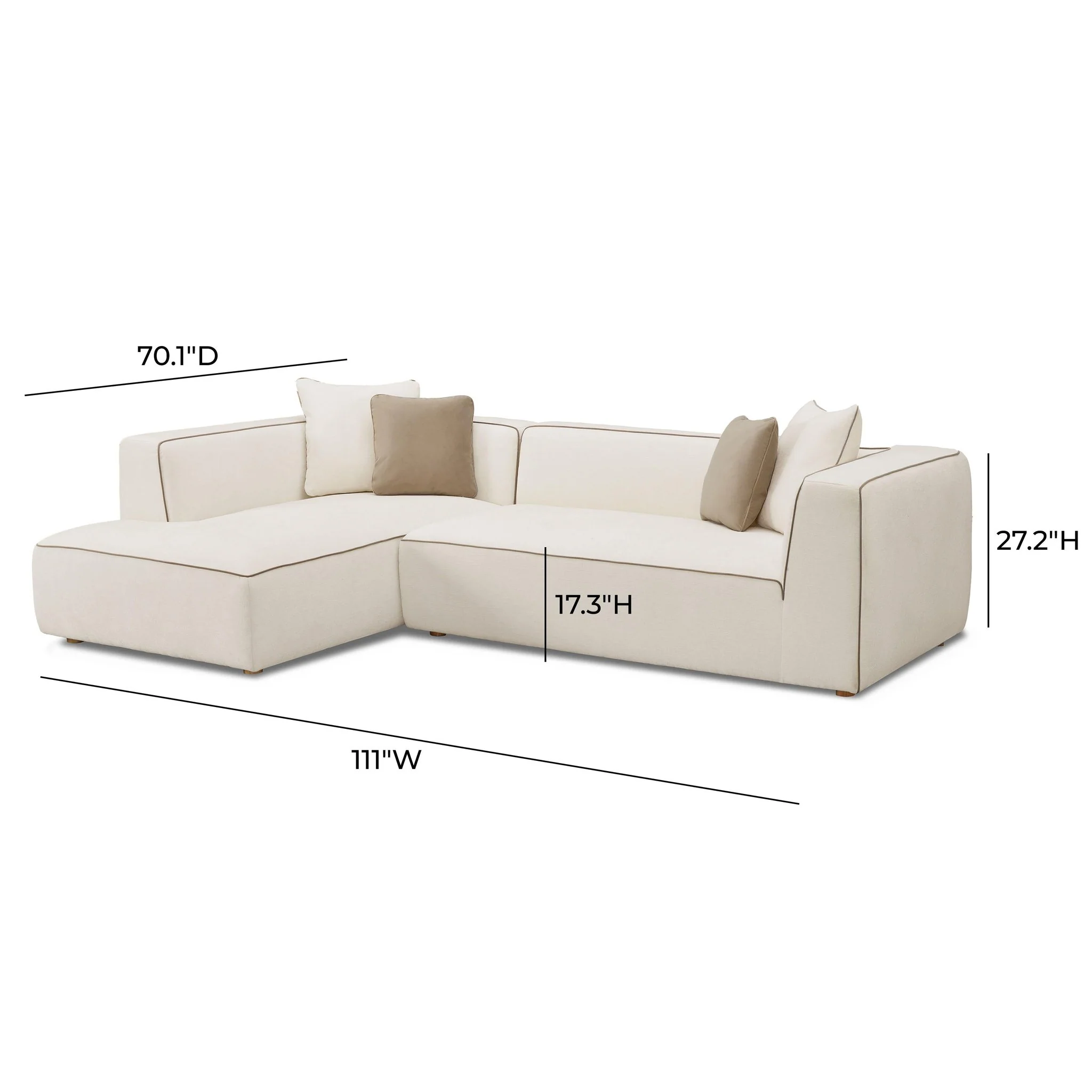 Tristine Cream Linen LAF Sectional - Image 6