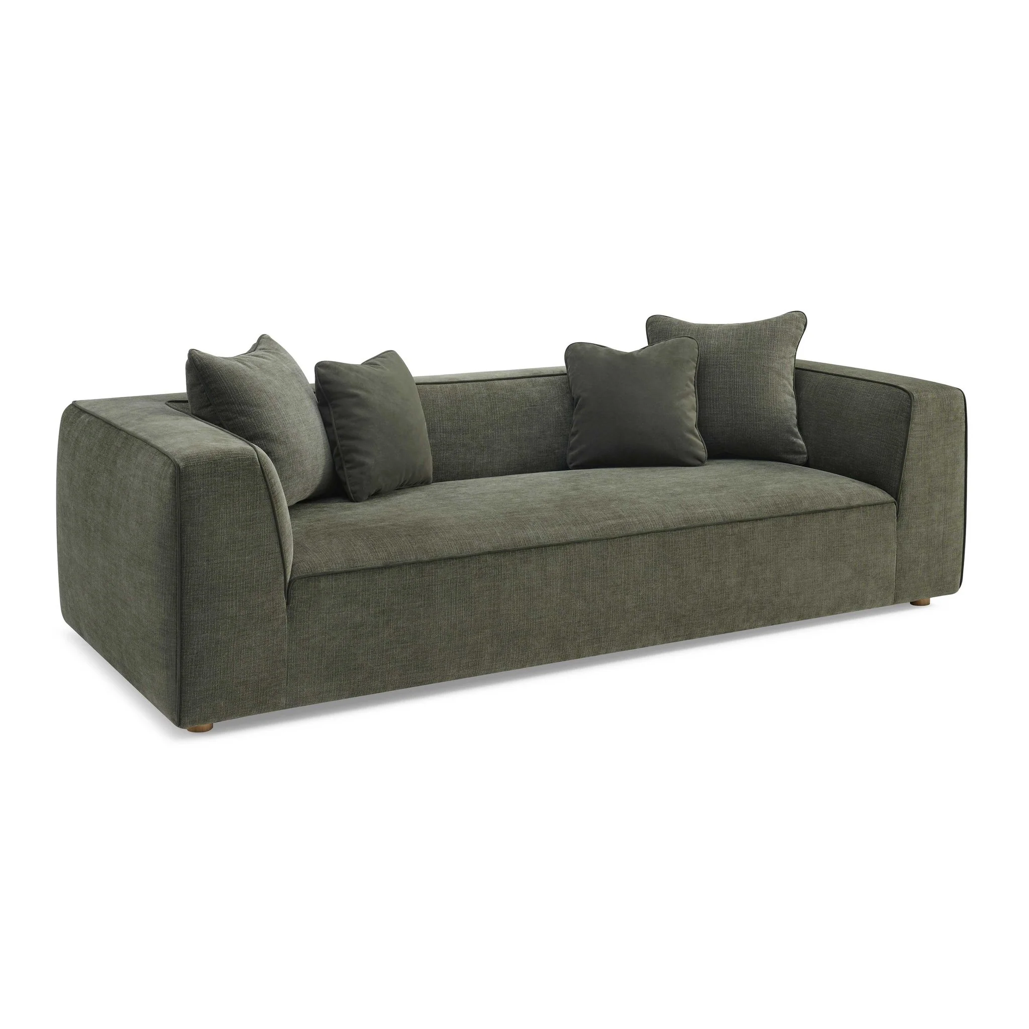 Tristine Olive Green Upcycled Basketweave Sofa - Image 3