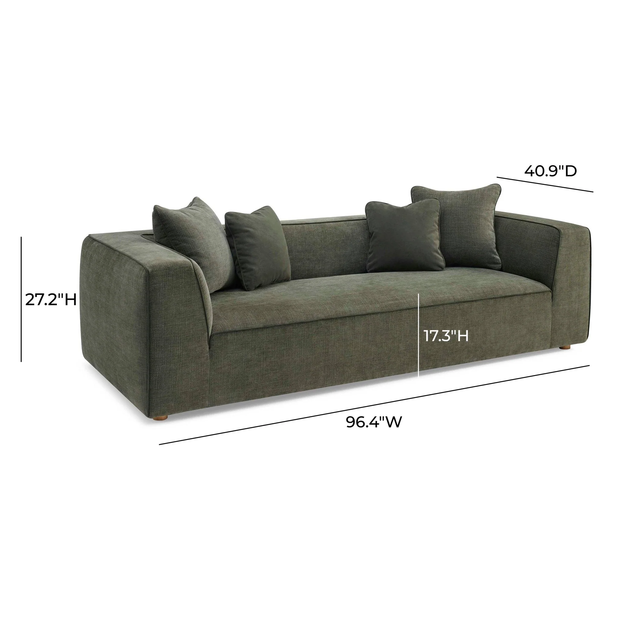 Tristine Olive Green Upcycled Basketweave Sofa - Image 6