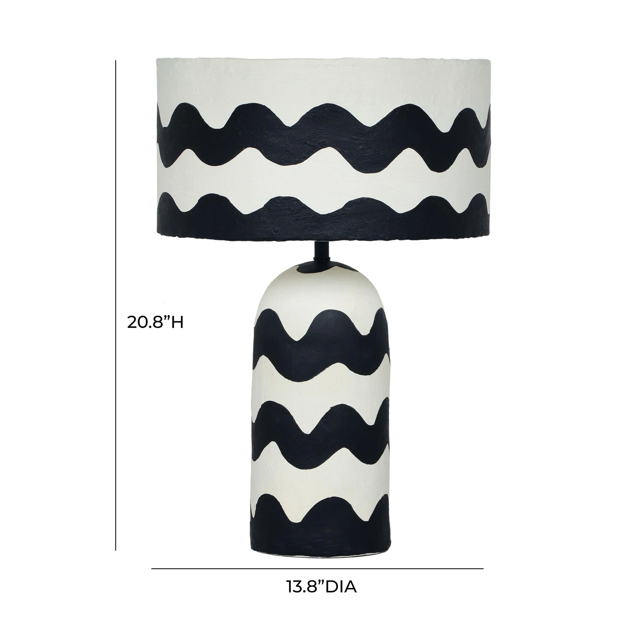 Tropea Black Waves Papier Mache Table Lamp - Image 6