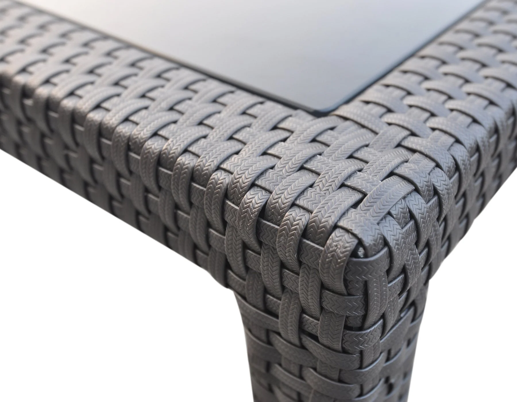 Tropez Outdoor Patio Wicker Bar Table with Black Glass Top - Image 3