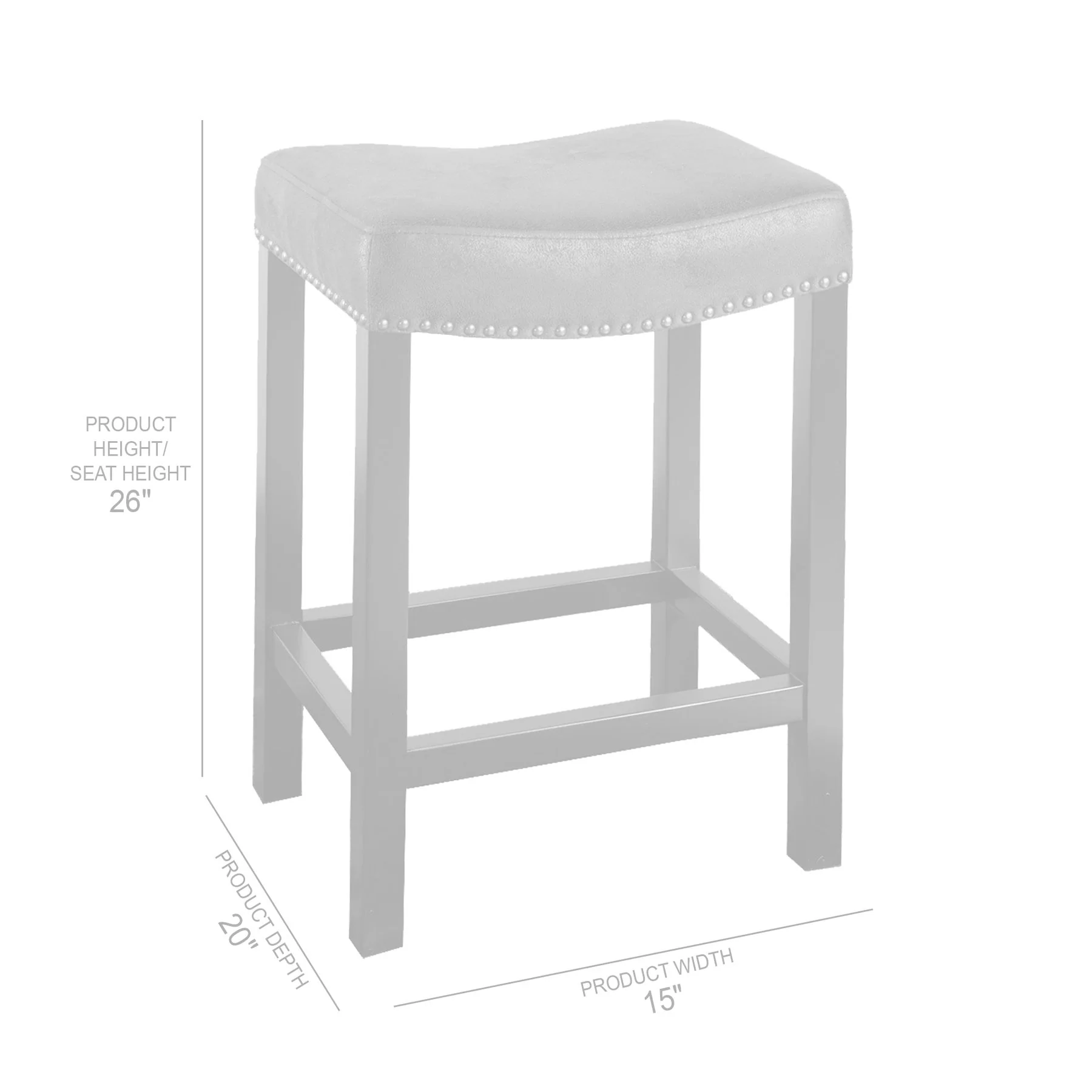 Tudor 26" Backless Stationary Barstool in Wrangler Brown Fabric with Nailhead Accents - Image 3