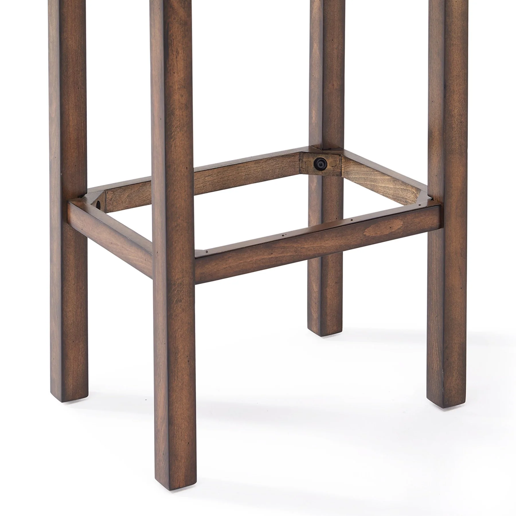 Tudor 30" Bar Height Wood Backless Barstool in Chestnut Finish and Kahlua Faux Leather - Image 3