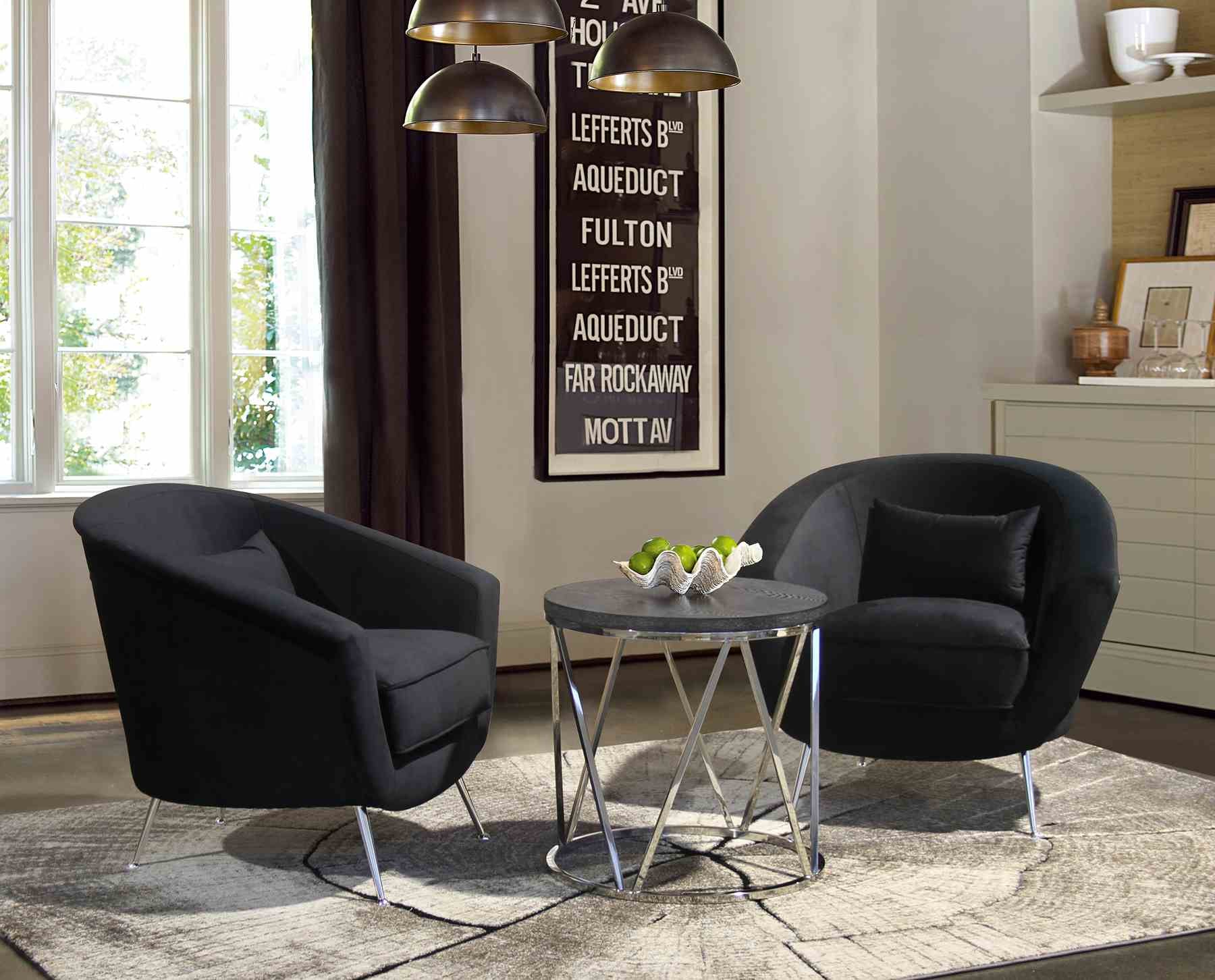 Tulare Contemporary Accent Chair in Brushed Stainless Steel Finish with Black Fabric - Image 5