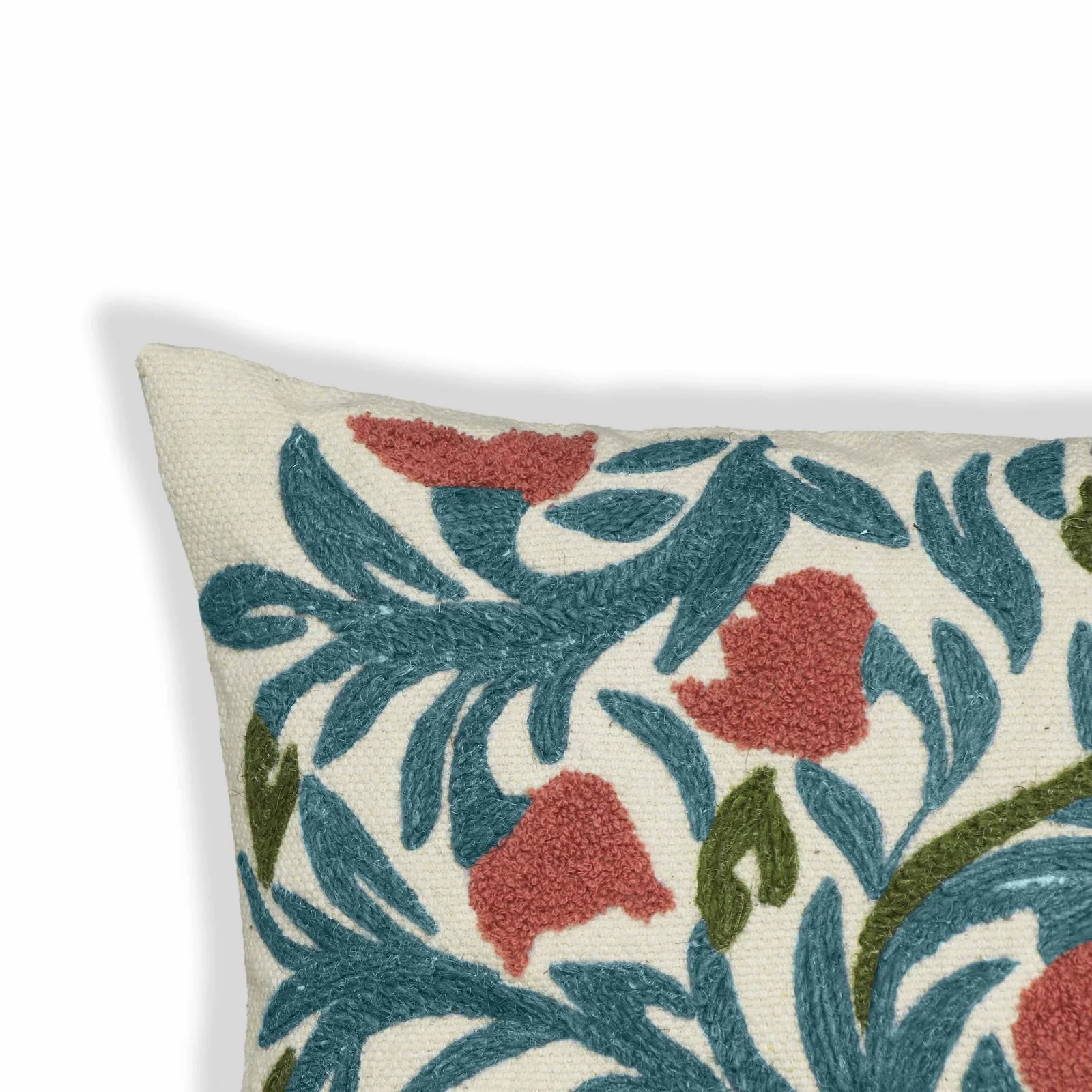 Tulip Embroidered Floral Wool 20 inch Square Accent Cushion - Image 12