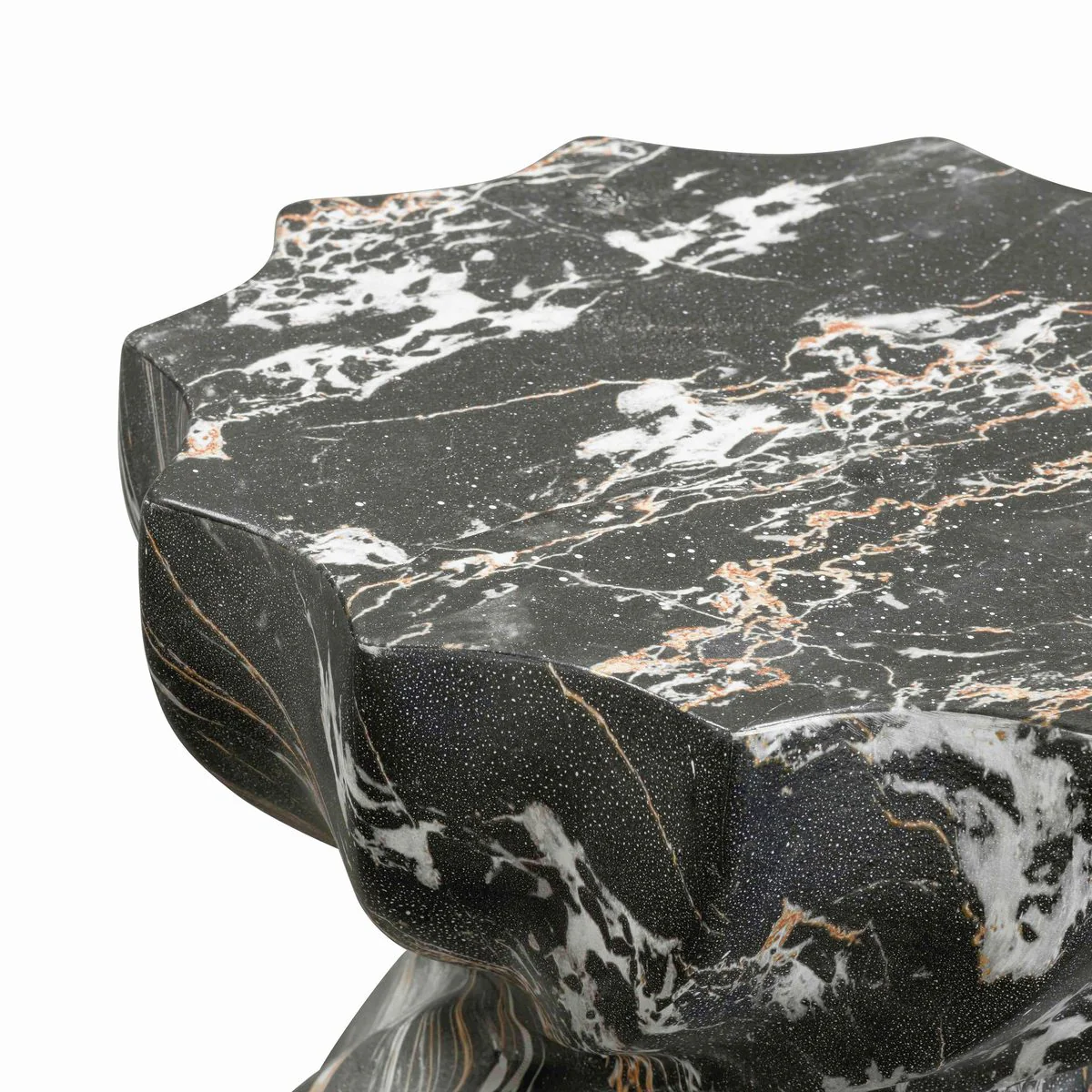 Turin Black Faux Marble Indoor / Outdoor Concrete Stool - Image 4