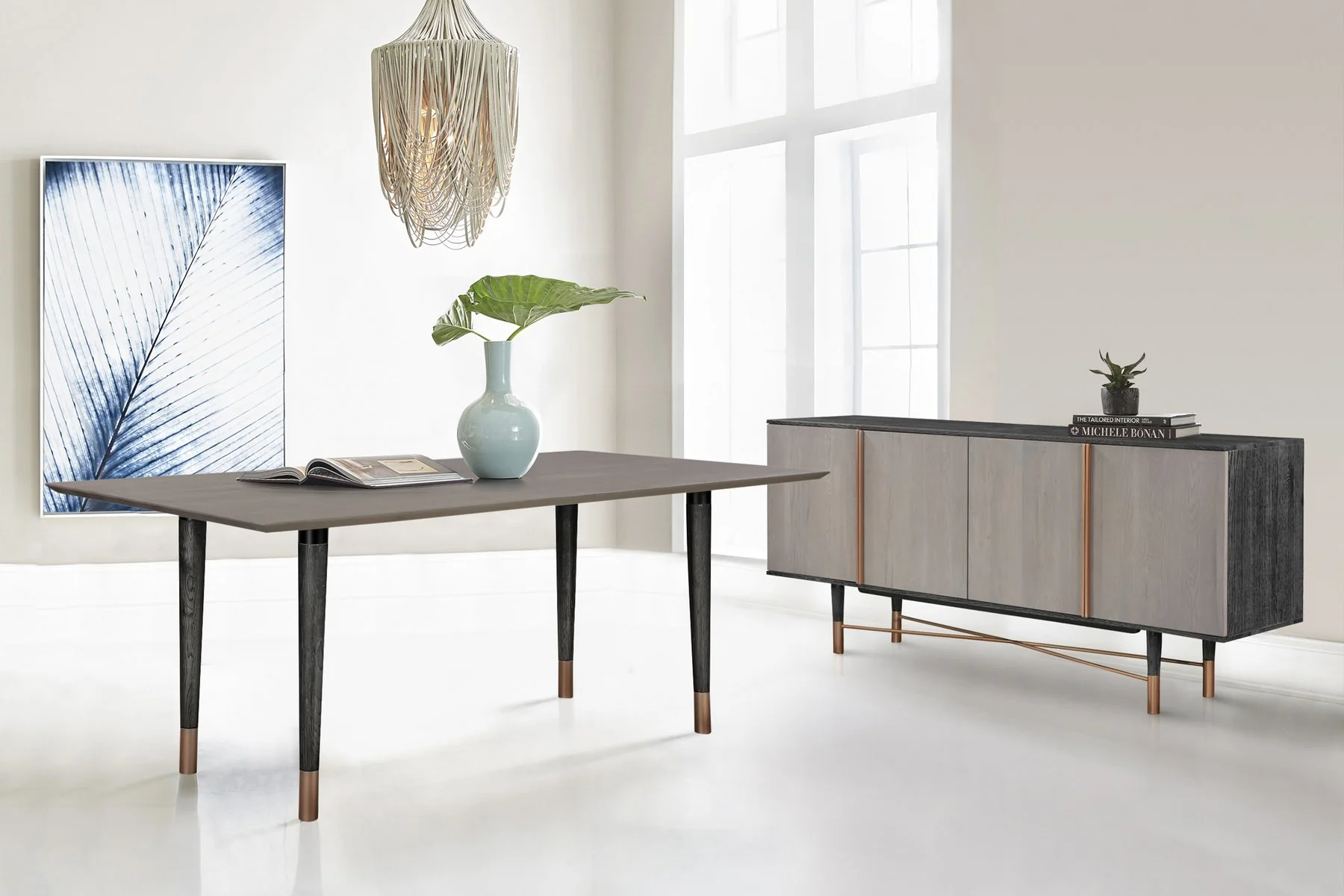 Turin Rustic 2 piece set with Dining Table and Sideboard in Black Brushed - Image 8