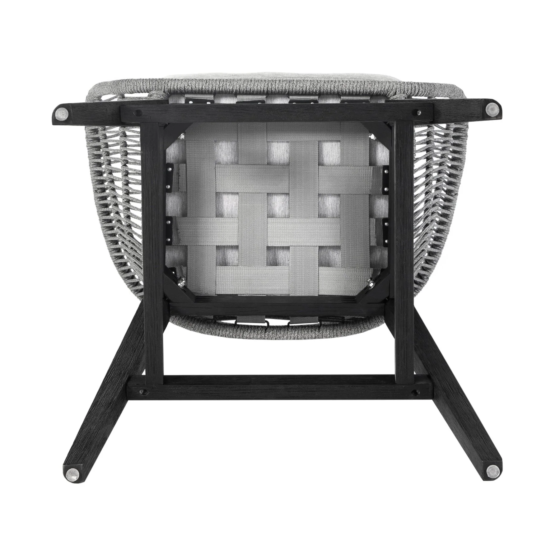Tutti Frutti Indoor Outdoor Bar Height Bar Stool in Black Brushed Eucalyptus Wood with Gray Rope - Image 6