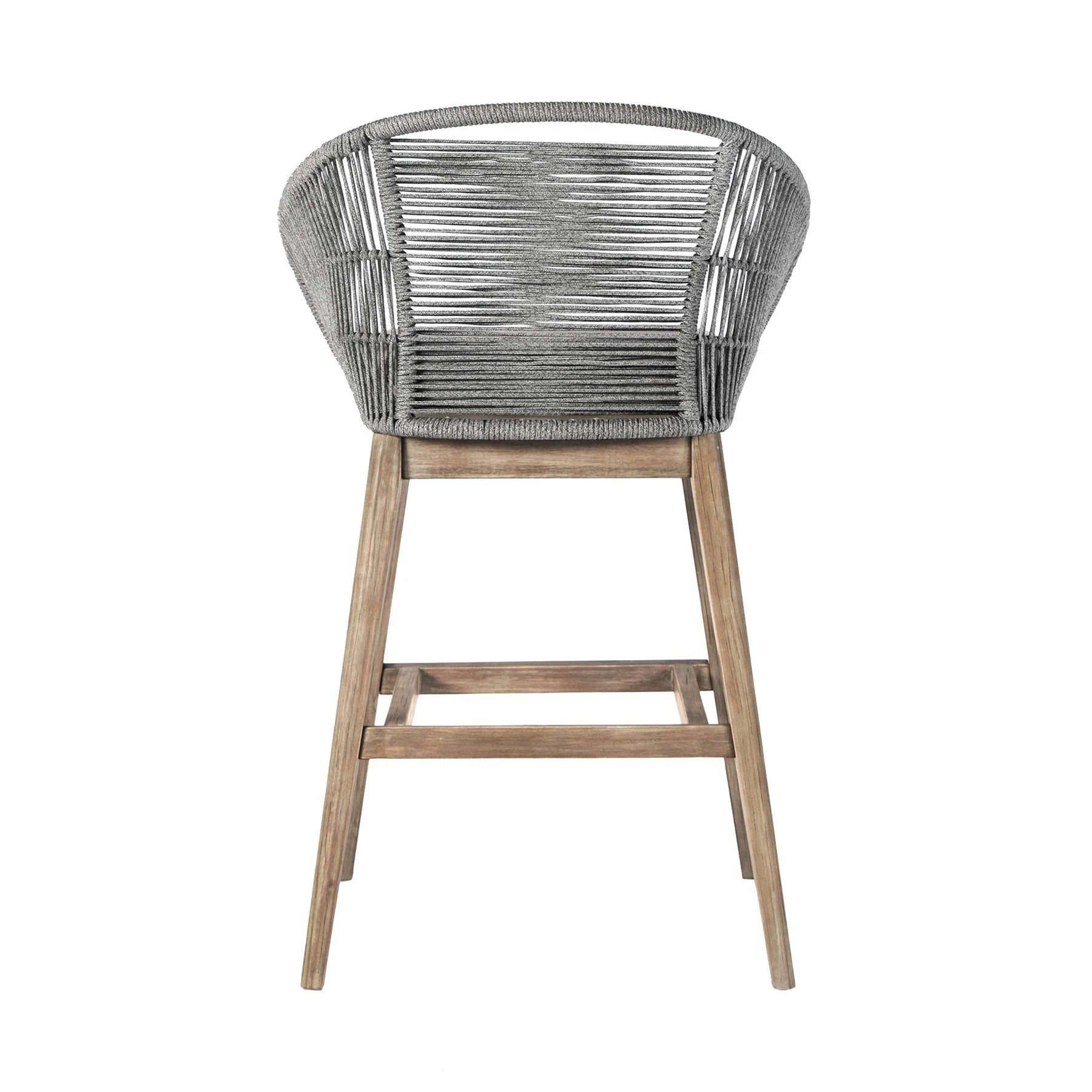 Tutti Frutti Indoor Outdoor Bar Height Bar Stool in Light Eucalyptus Wood with Gray Rope - Image 4