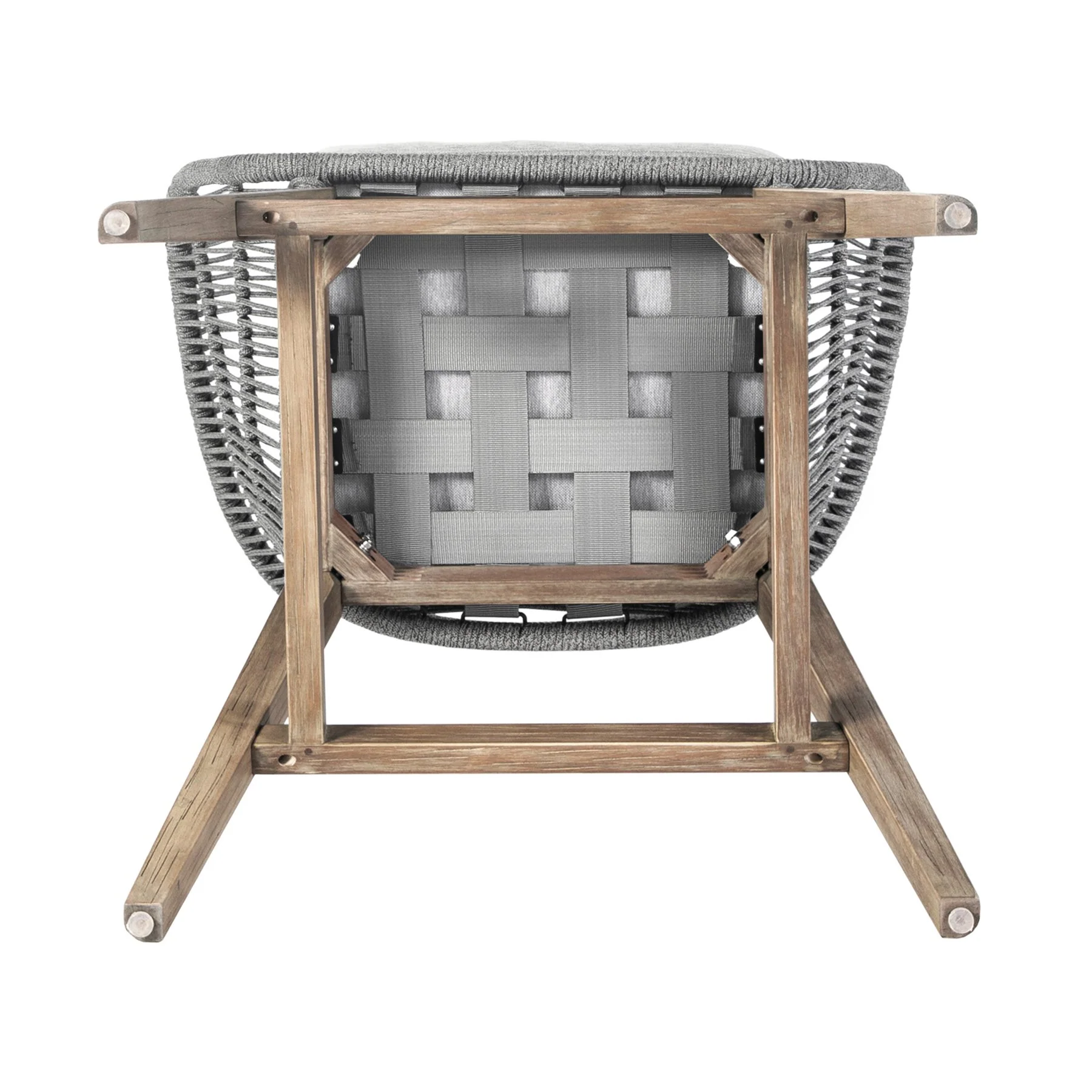 Tutti Frutti Indoor Outdoor Bar Height Bar Stool in Light Eucalyptus Wood with Gray Rope - Image 6