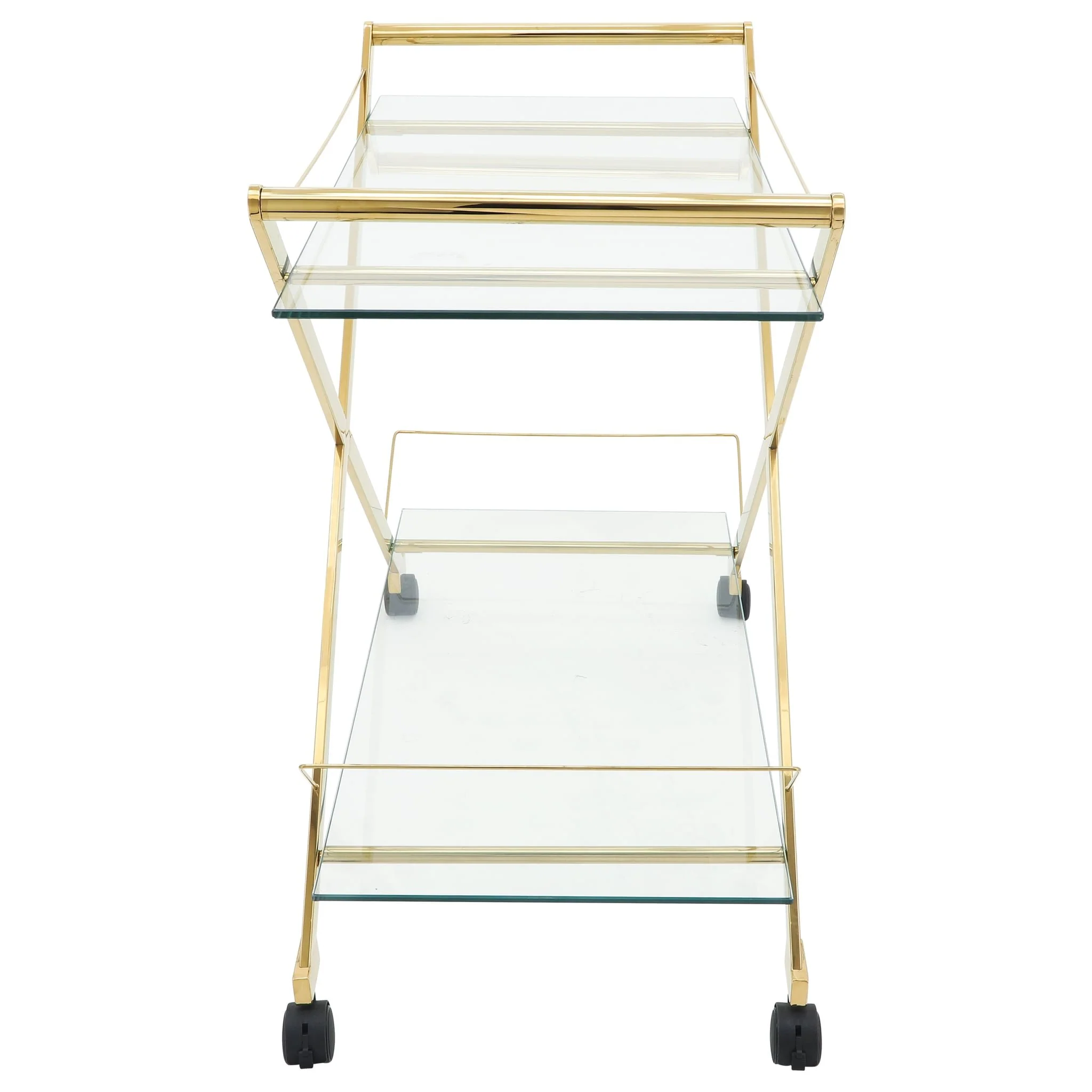 Two Tier 31" Rolling Bar Cart,gold Kd - Image 3
