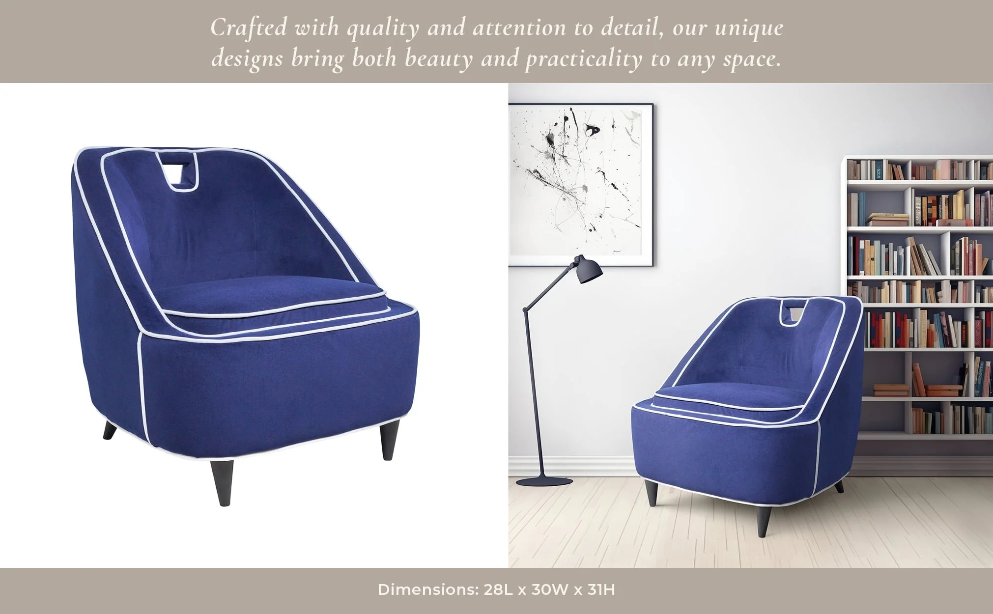 Two-toned Accent Chair - Dark Blue  Kd - Image 11