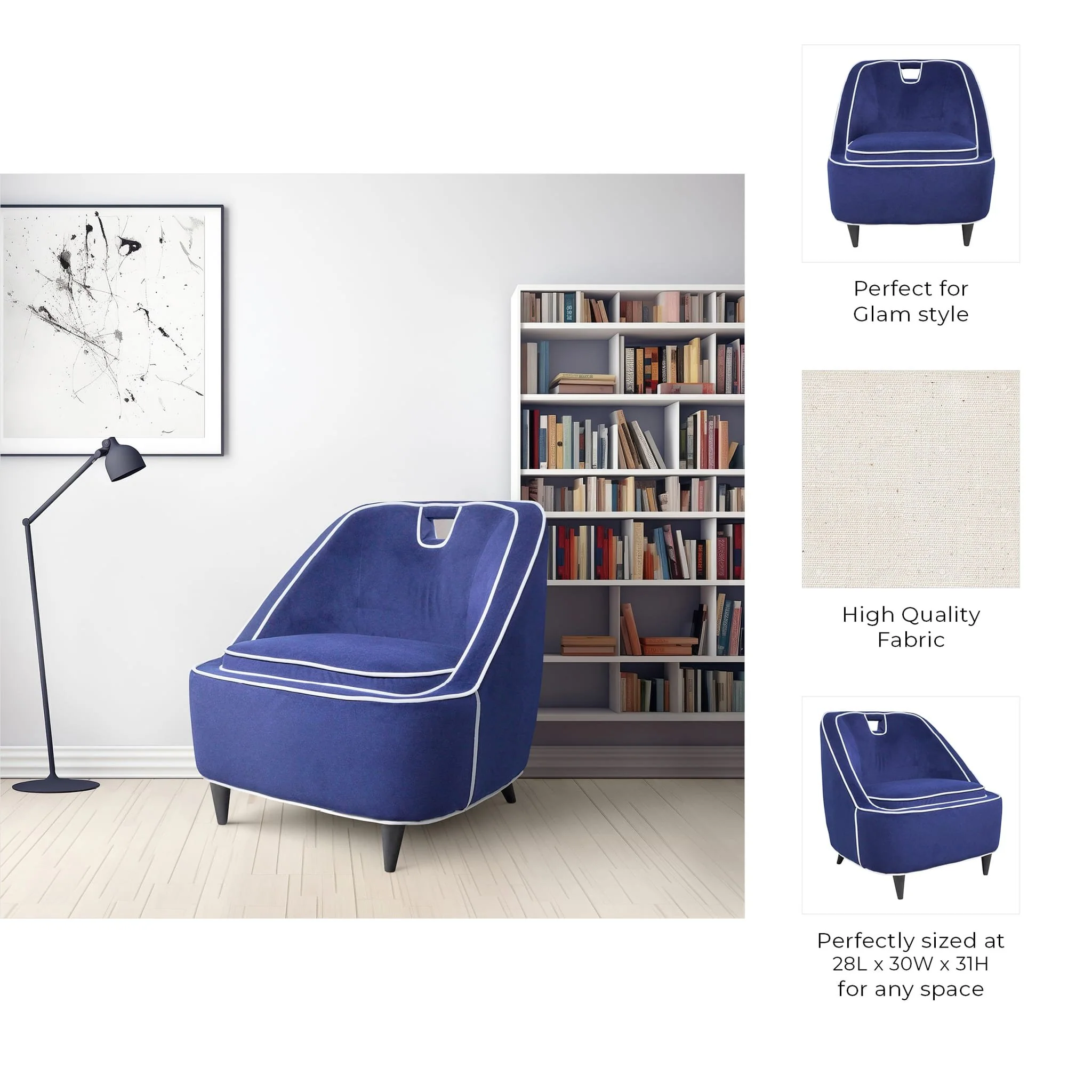 Two-toned Accent Chair - Dark Blue  Kd - Image 8