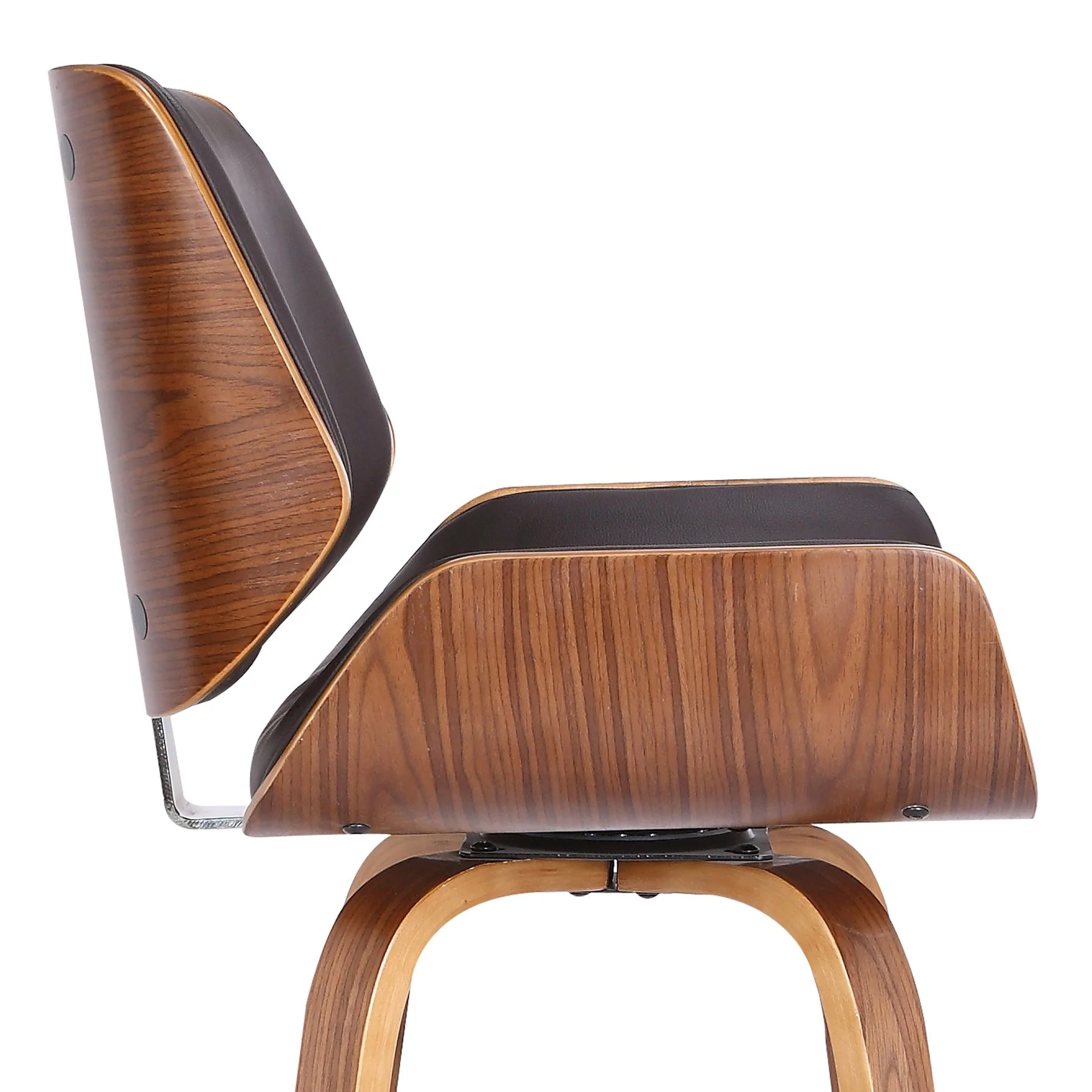 Tyler 26" Counter Height Swivel Brown Faux Leather and Walnut Wood Bar Stool - Image 6