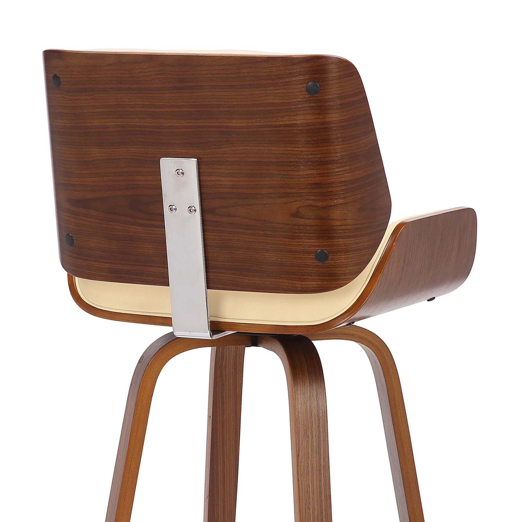 Tyler 26" Counter Height Swivel Cream Faux Leather and Walnut Wood Bar Stool - Image 7