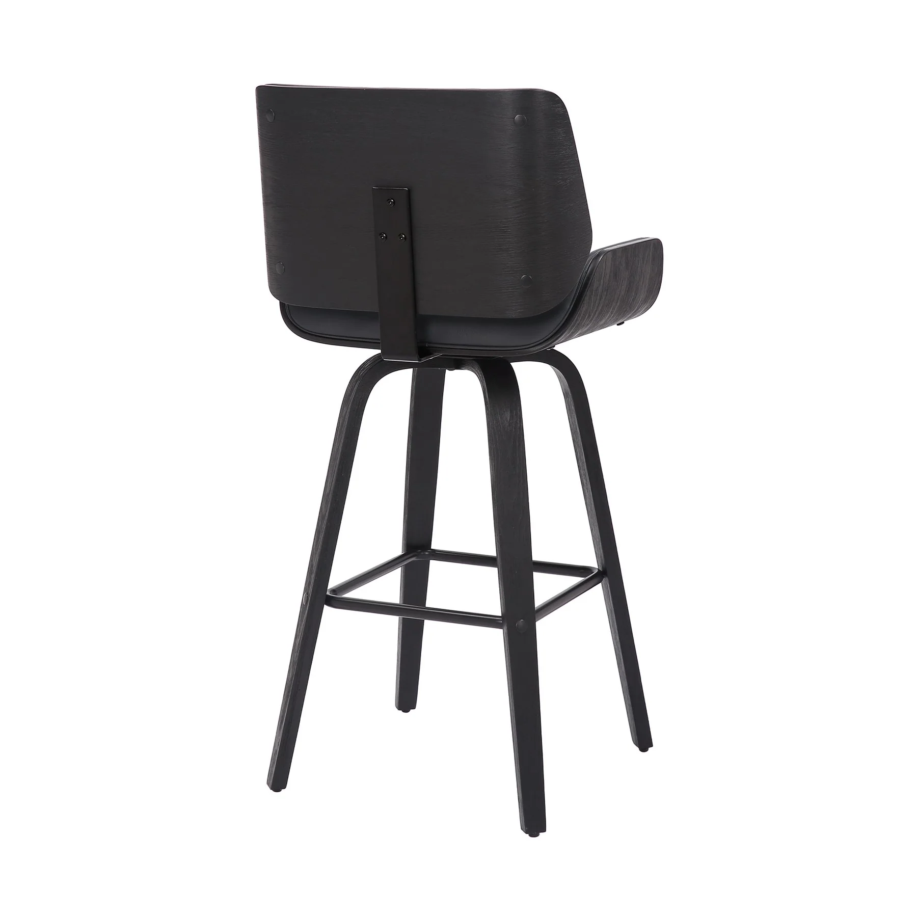 Tyler 26" Counter Height Swivel Gray Faux Leather and Black Wood Bar Stool - Image 4