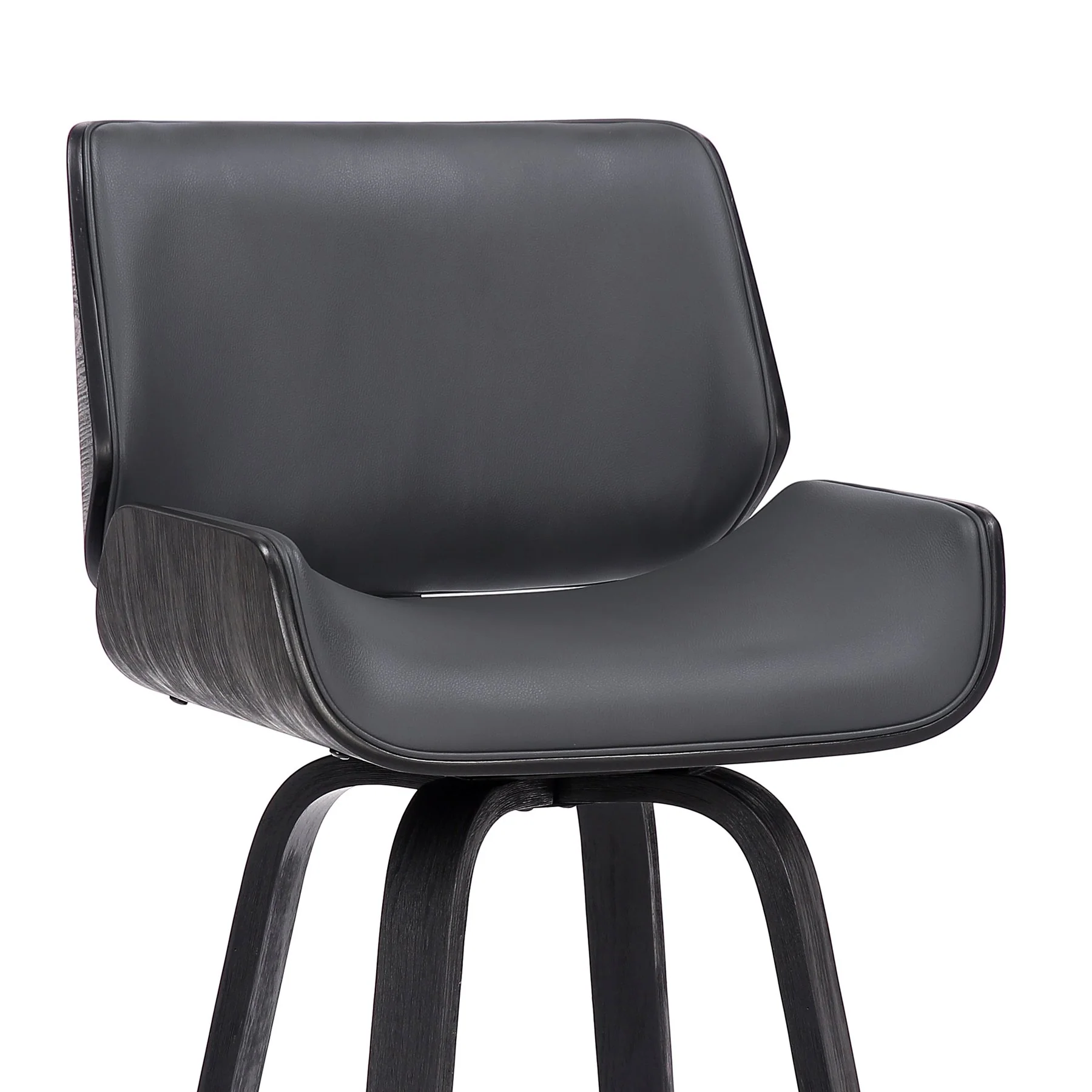 Tyler 26" Counter Height Swivel Gray Faux Leather and Black Wood Bar Stool - Image 6