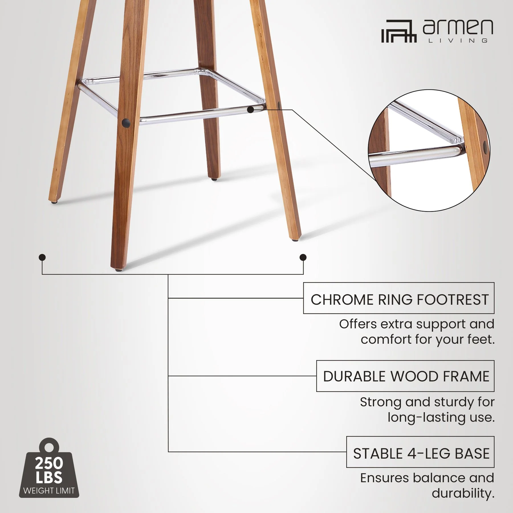 Tyler 30" Bar Height Swivel Brown Faux Leather and Walnut Wood Bar Stool - Image 12
