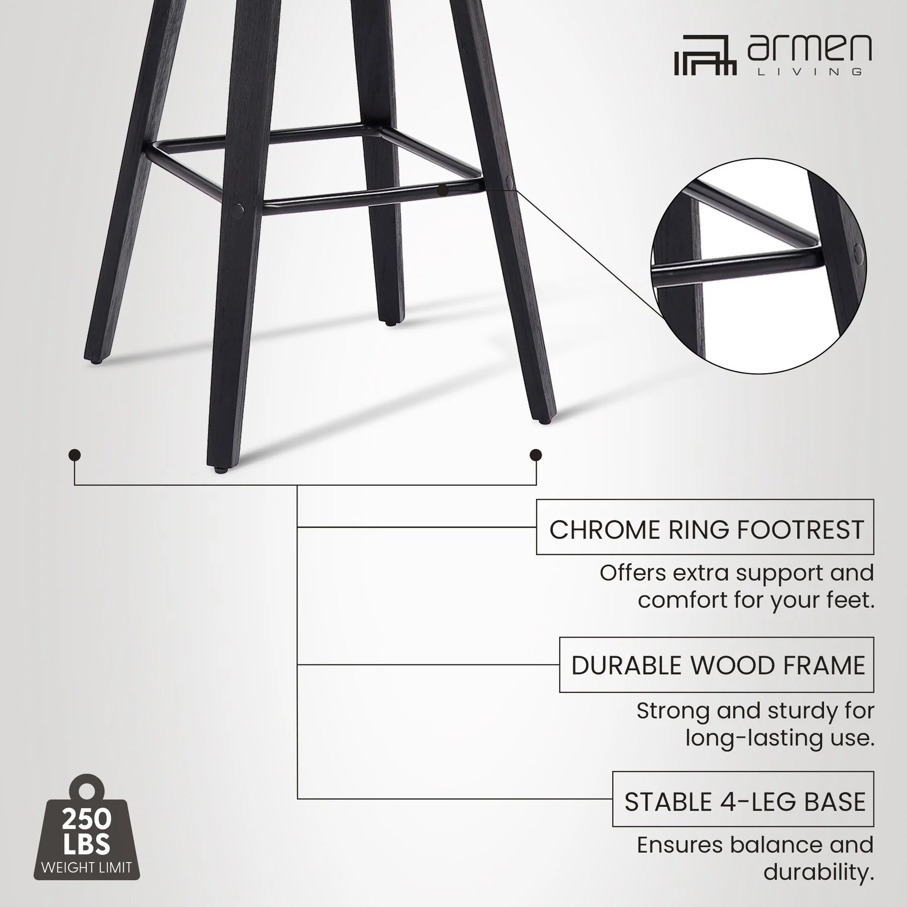 Tyler 30" Bar Height Swivel Gray Faux Leather and Black Wood Bar Stool - Image 12