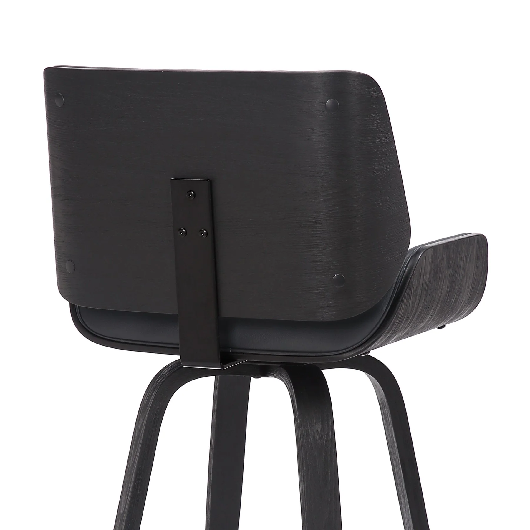 Tyler 30" Bar Height Swivel Gray Faux Leather and Black Wood Bar Stool - Image 7