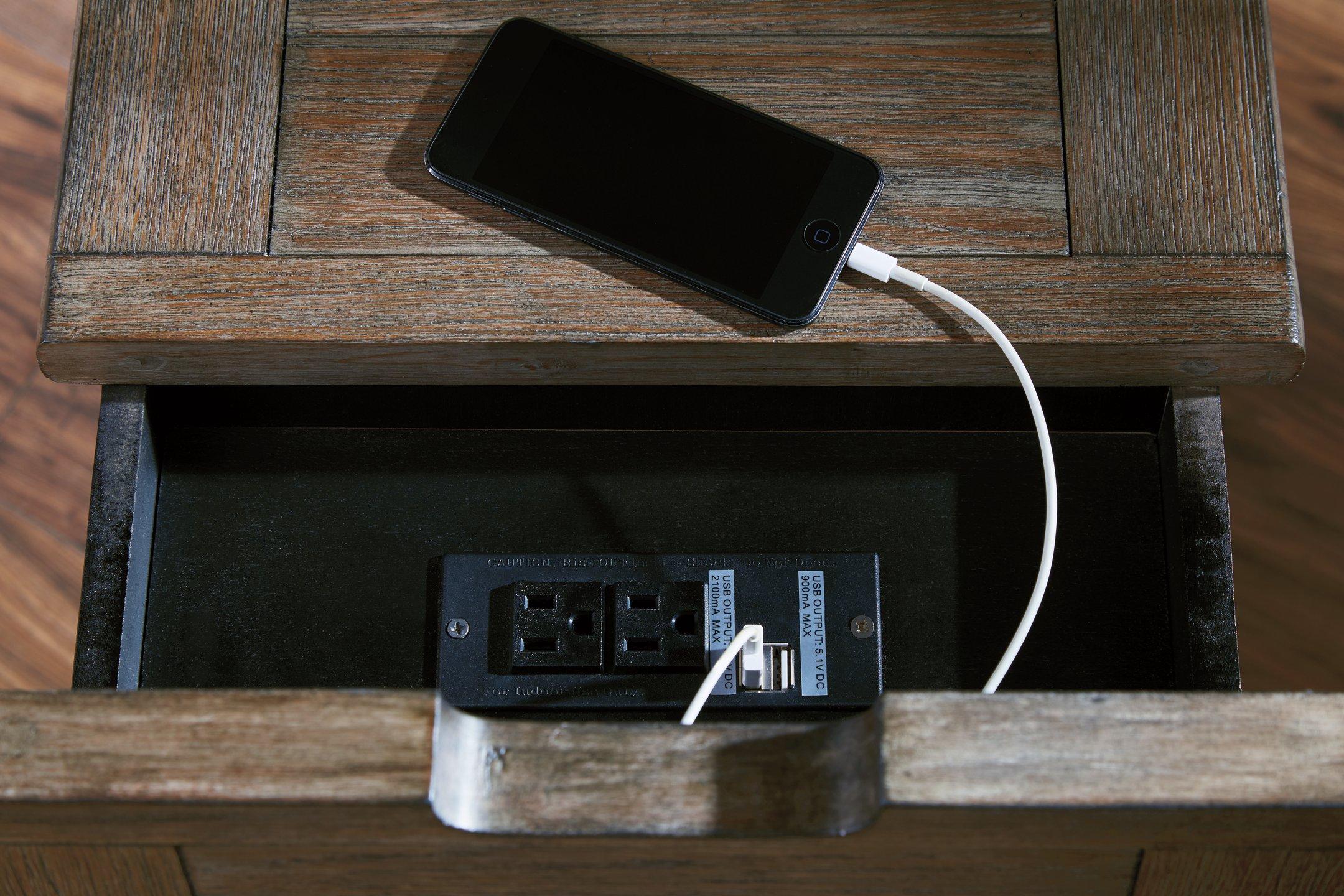 Tyler Creek Chairside End Table with USB Ports & Outlets - Image 14