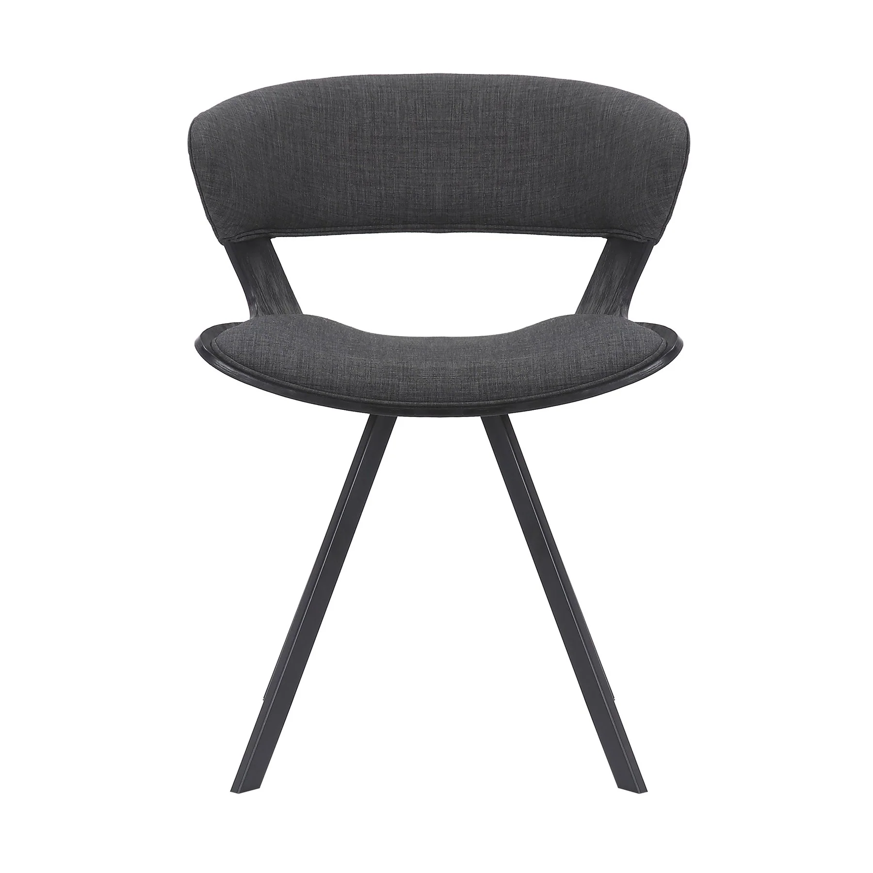 Ulric Black Wood and Metal Modern Dining Room Accent Chair in Charcoal Gray - Image 2