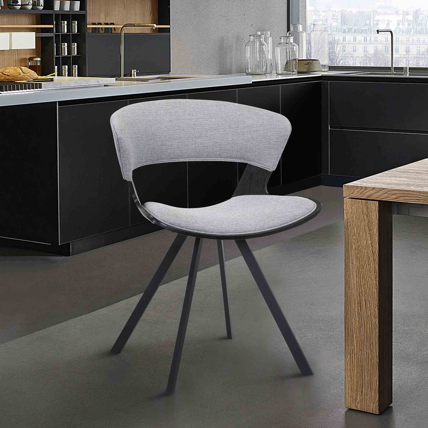 Ulric Black Wood and Metal Modern Dining Room Accent Chair in Gray - Image 6