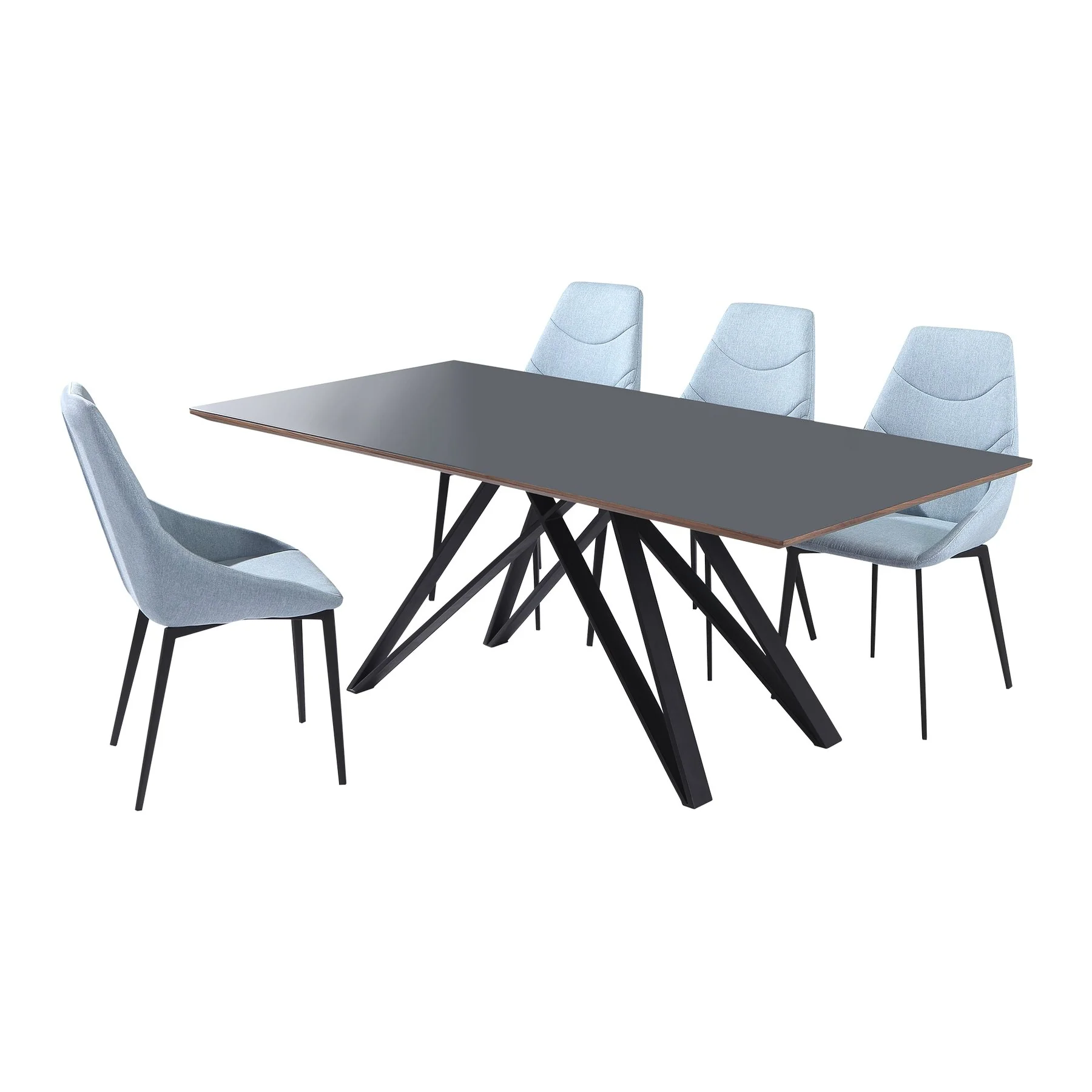 Urbino Contemporary Gray Glass 5 Piece Metal Dining Set - Image 2