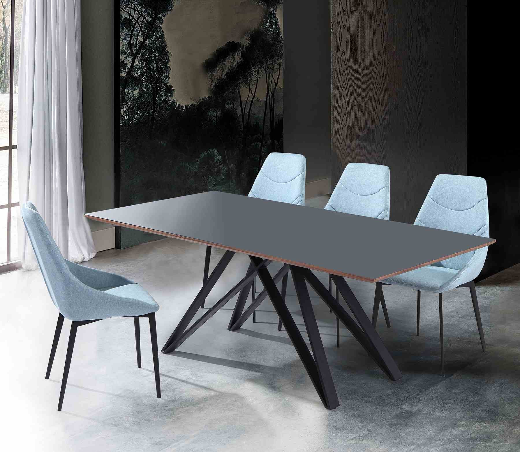 Urbino Contemporary Gray Glass 5 Piece Metal Dining Set - Image 7
