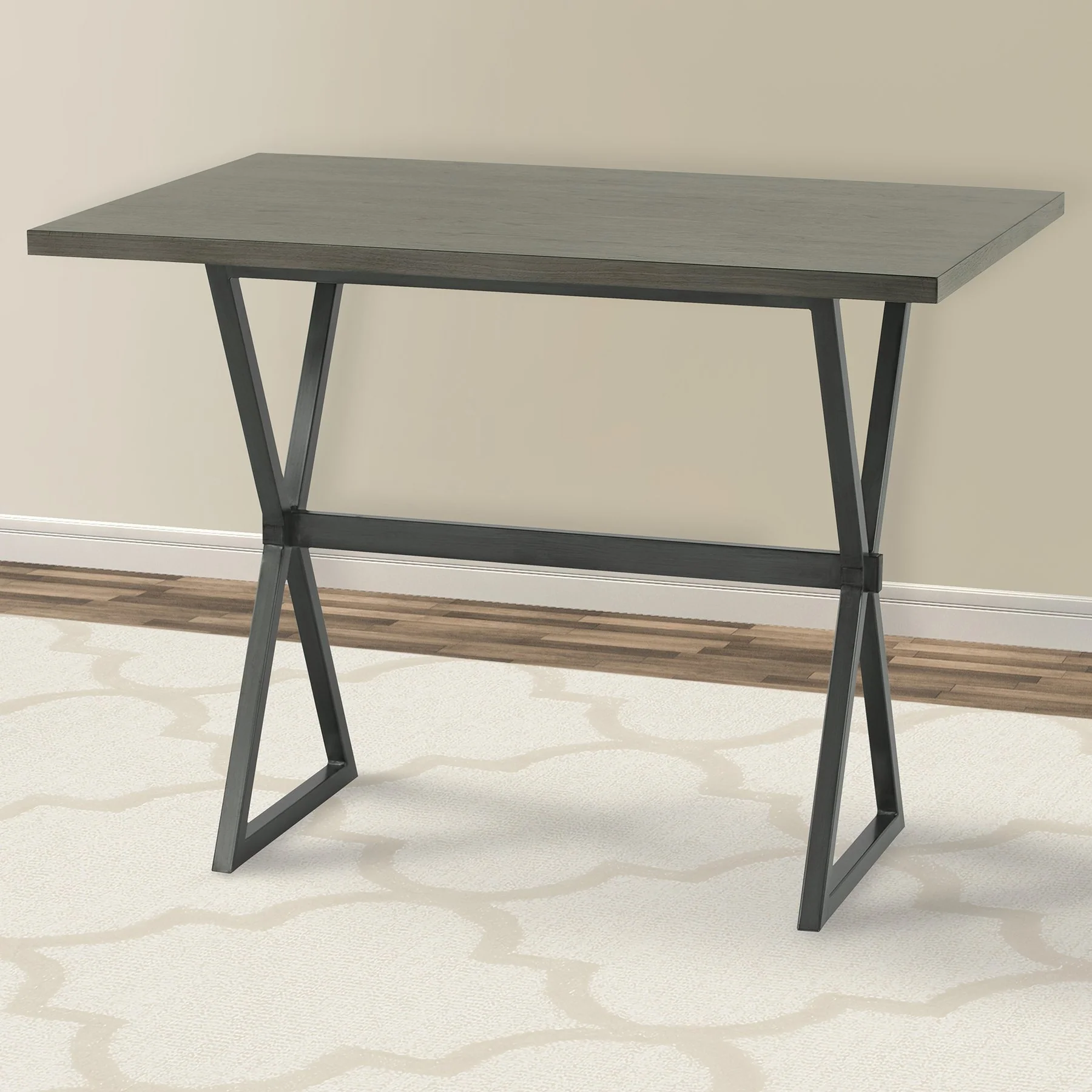 Valencia Contemporary Rectangular Bar Table in Mineral Finish with Gray Walnut Wood Top - Image 4
