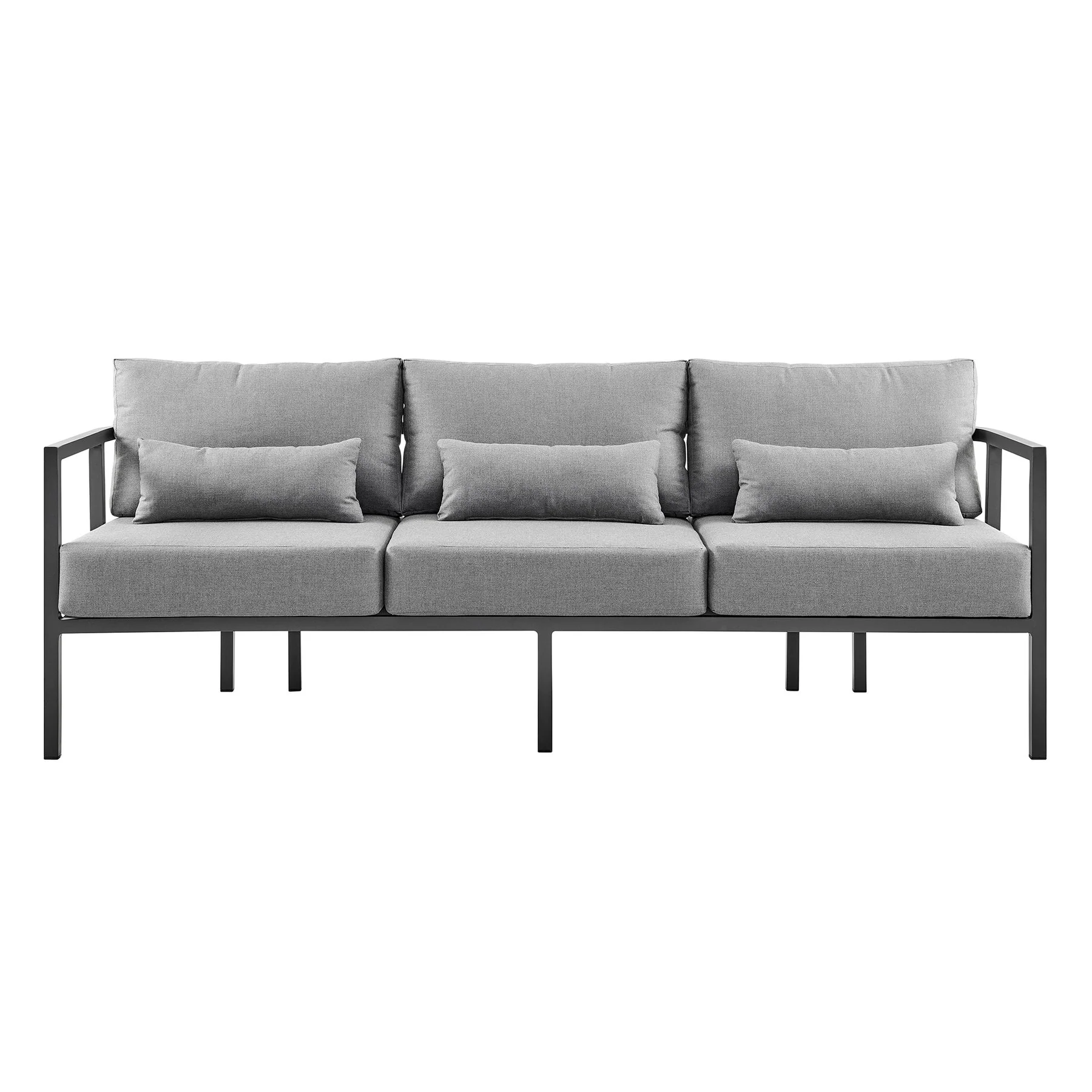 Valentina 4 Piece Dark Gray Aluminum Outdoor Seating Set with Dark Gray Cushions - Image 2