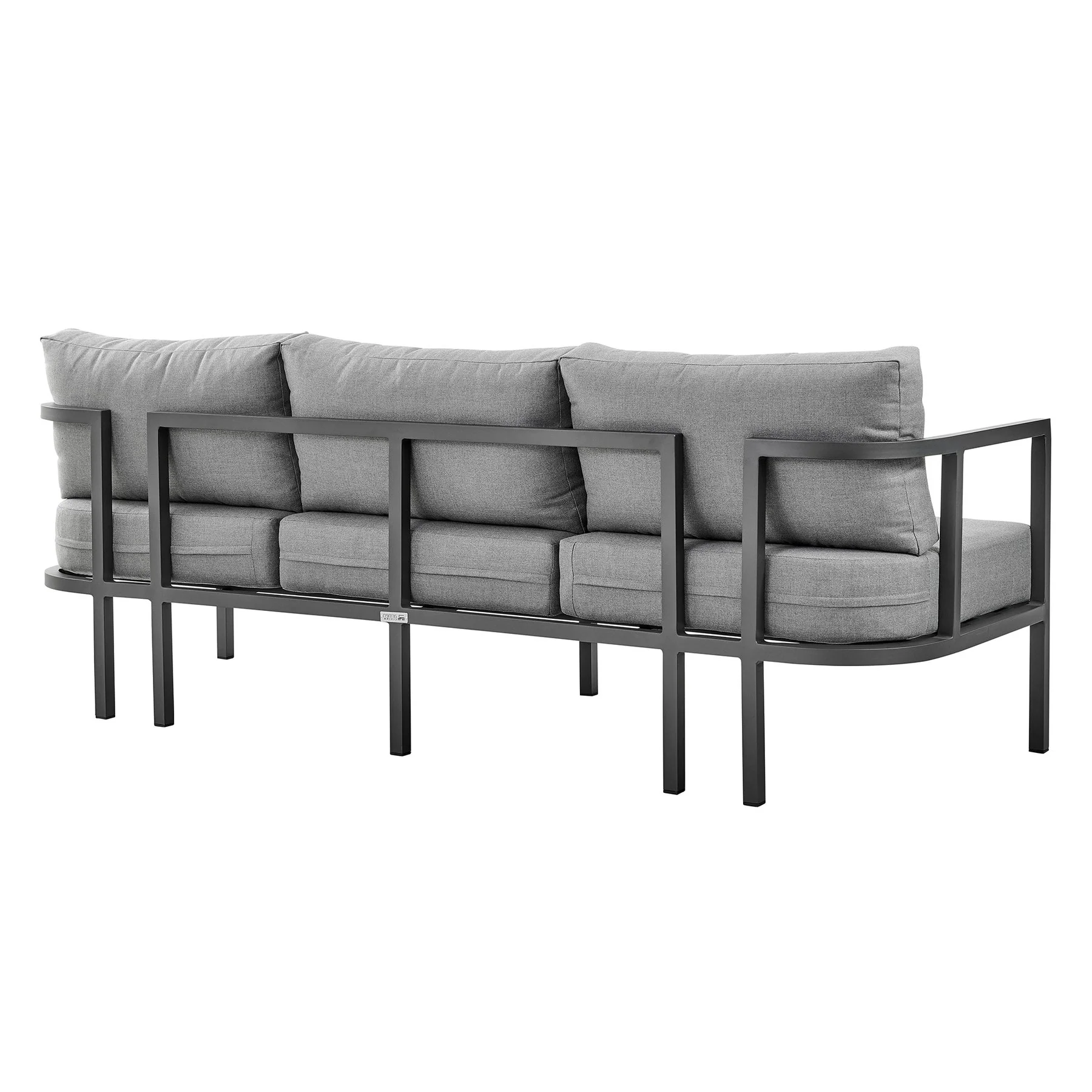 Valentina 4 Piece Dark Gray Aluminum Outdoor Seating Set with Dark Gray Cushions - Image 3