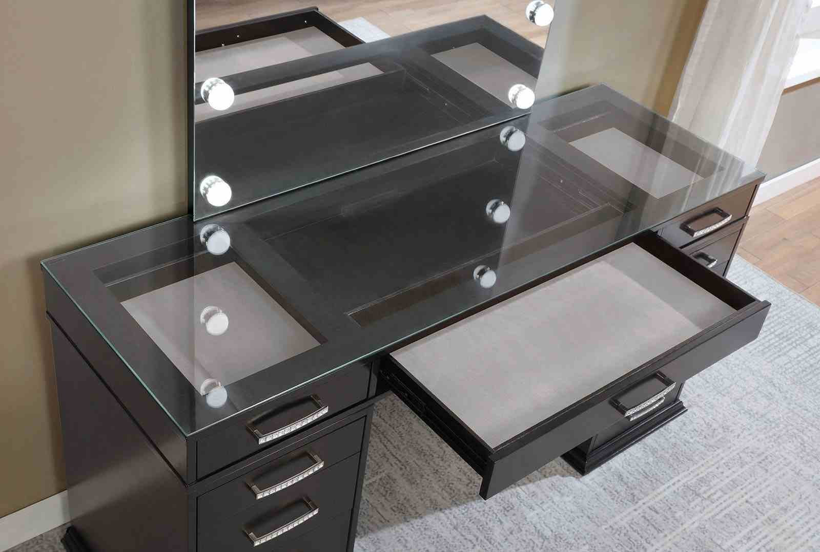 Valentina Vanity w/ Stool, Gray - Image 2
