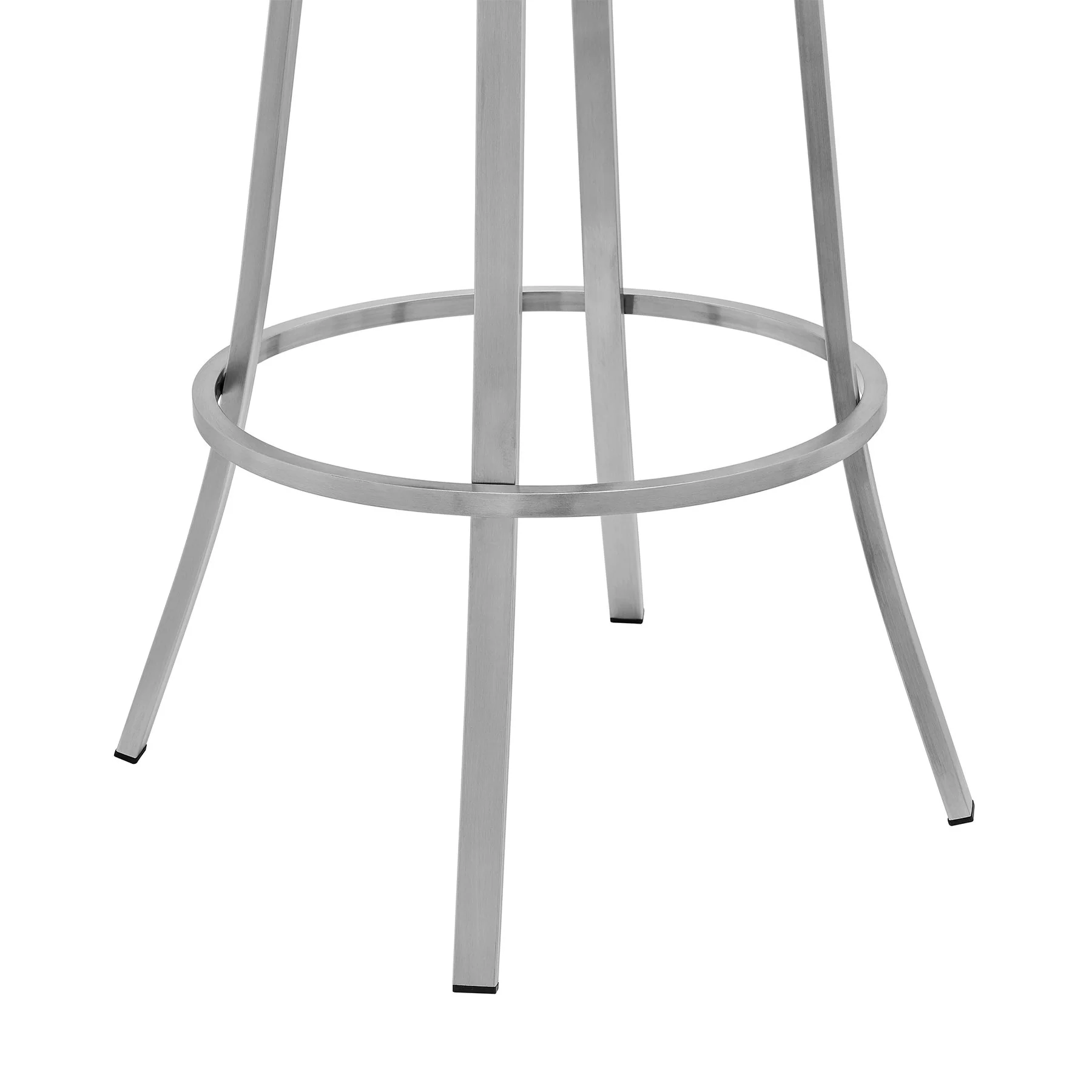 Valerie 26" Counter Height Swivel Modern White Faux Leather Bar and Counter Stool in Brushed Stainless Steel Finish - Image 6