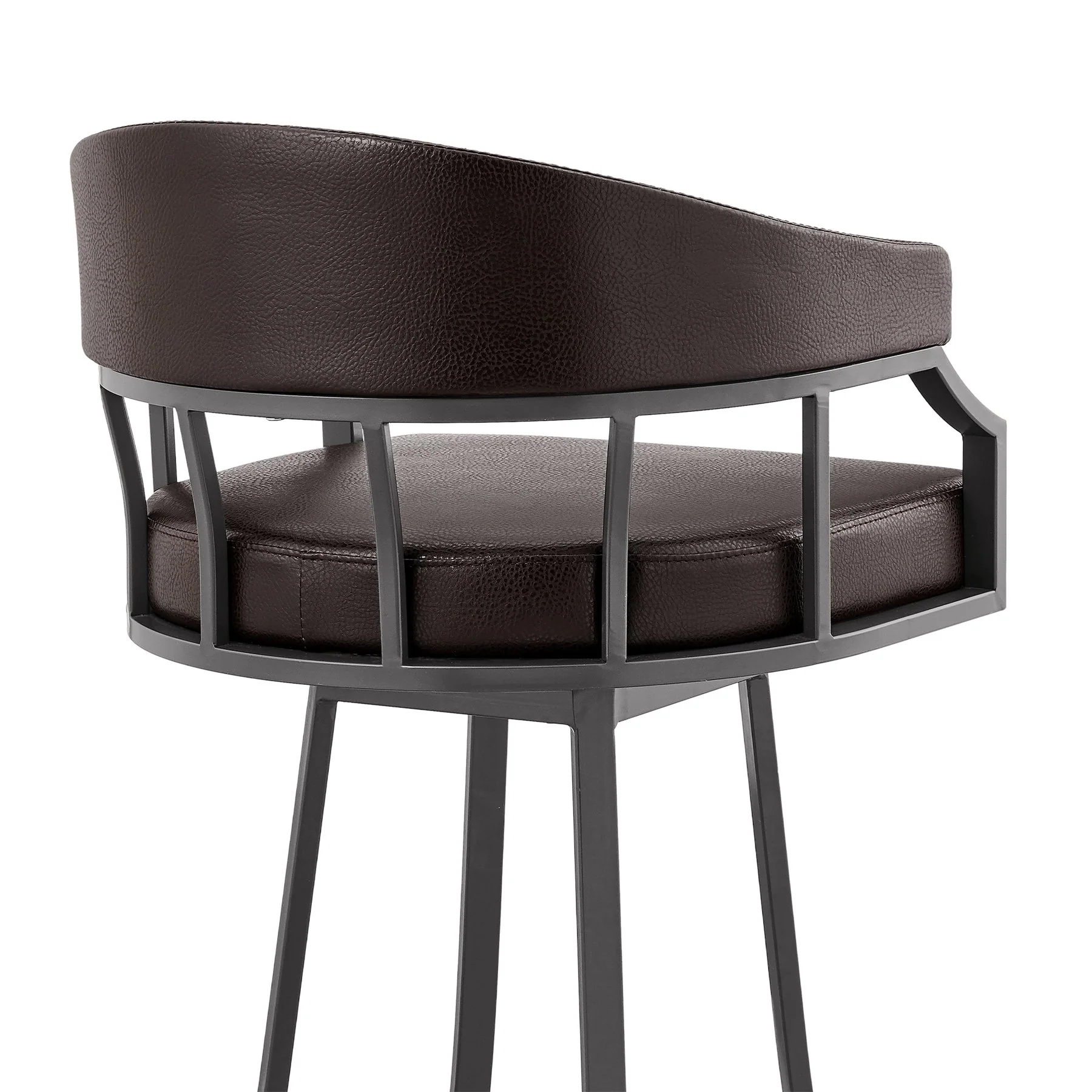 Valerie 26" Swivel Brown Faux Leather and Java Brown Metal Bar Stool - Image 7