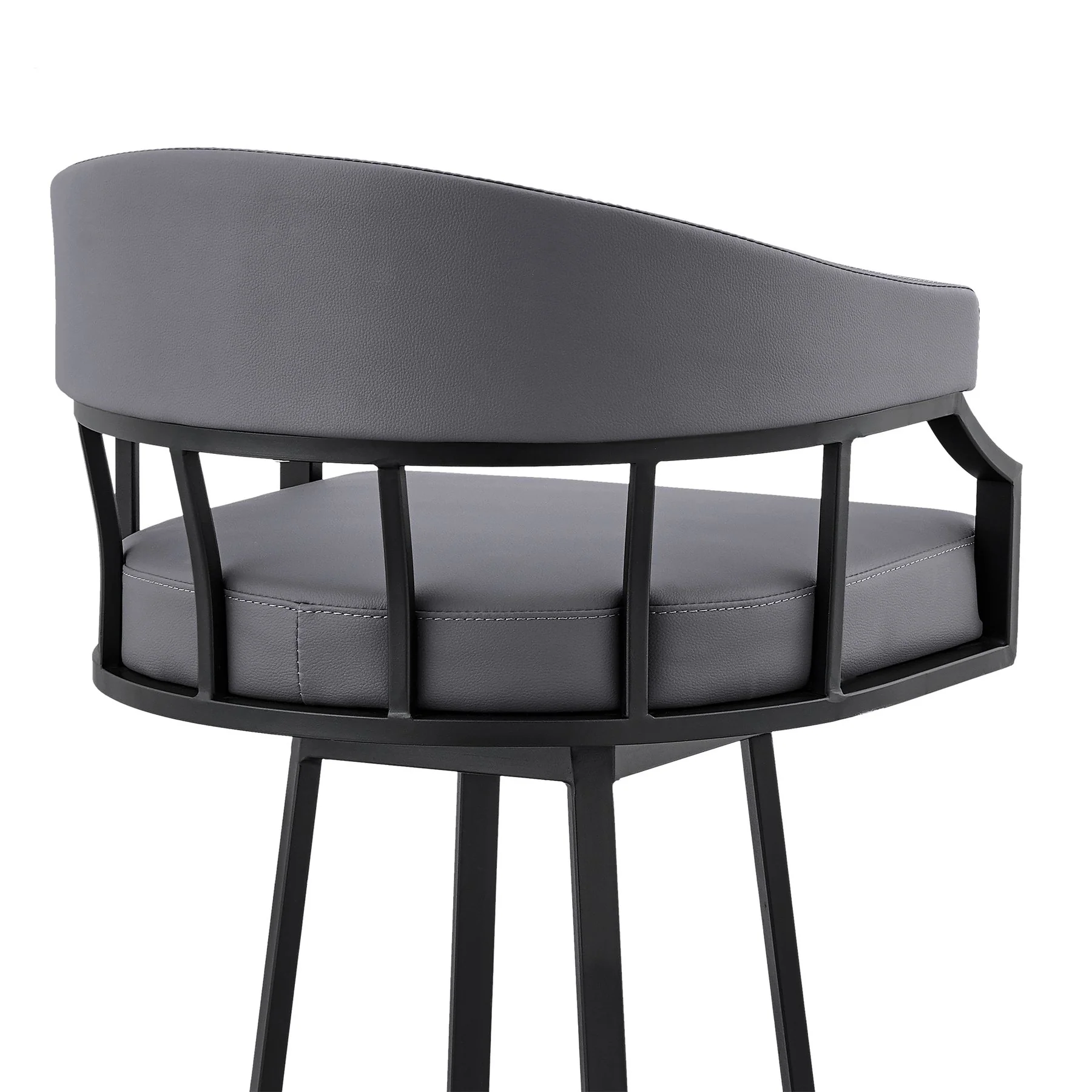 Valerie 26" Swivel Slate Gray Faux Leather and Black Metal Bar Stool - Image 7