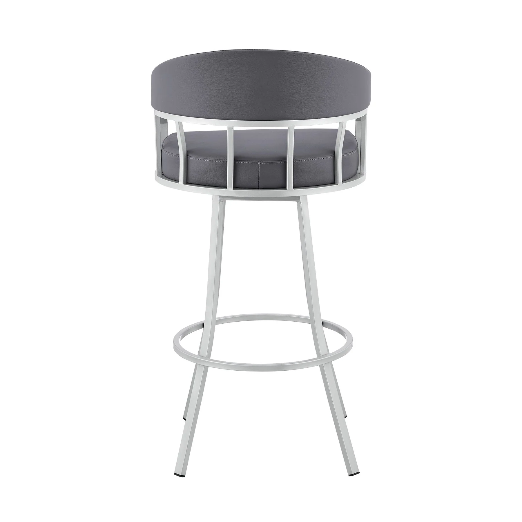 Valerie 26" Swivel Slate Gray Faux Leather and Silver Metal Bar Stool - Image 5