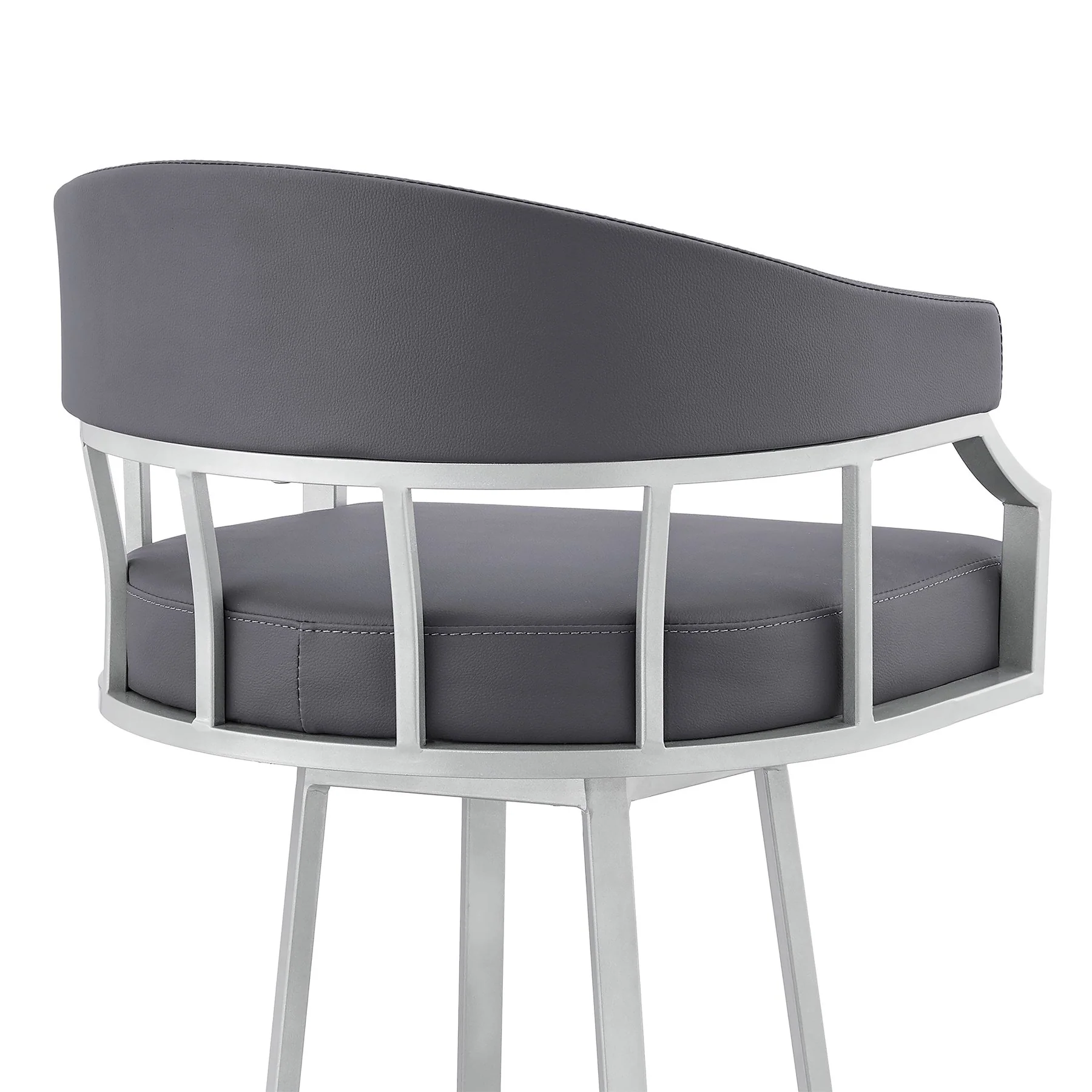 Valerie 26" Swivel Slate Gray Faux Leather and Silver Metal Bar Stool - Image 7