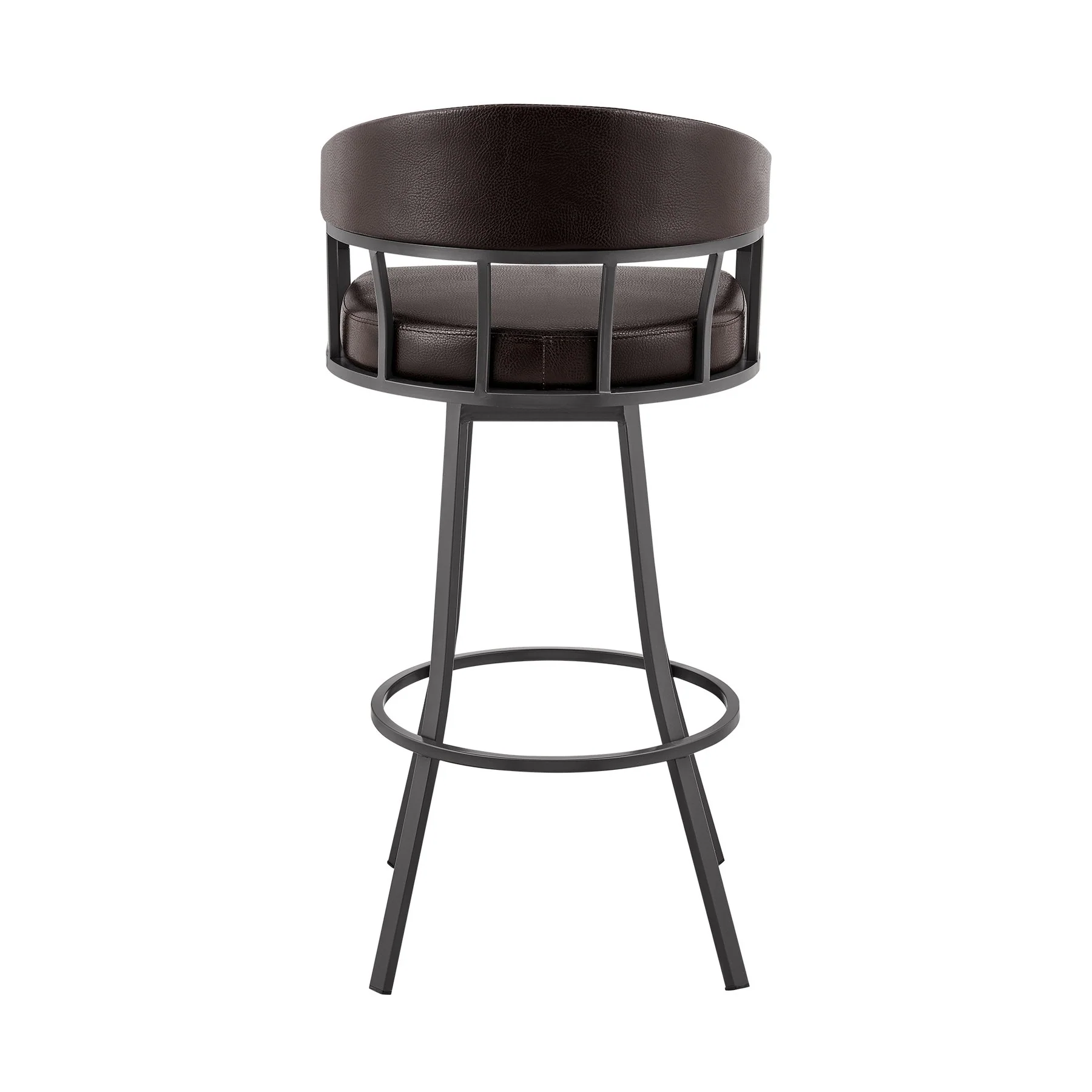 Valerie 30" Swivel Brown Faux Leather and Java Brown Metal Bar Stool - Image 5