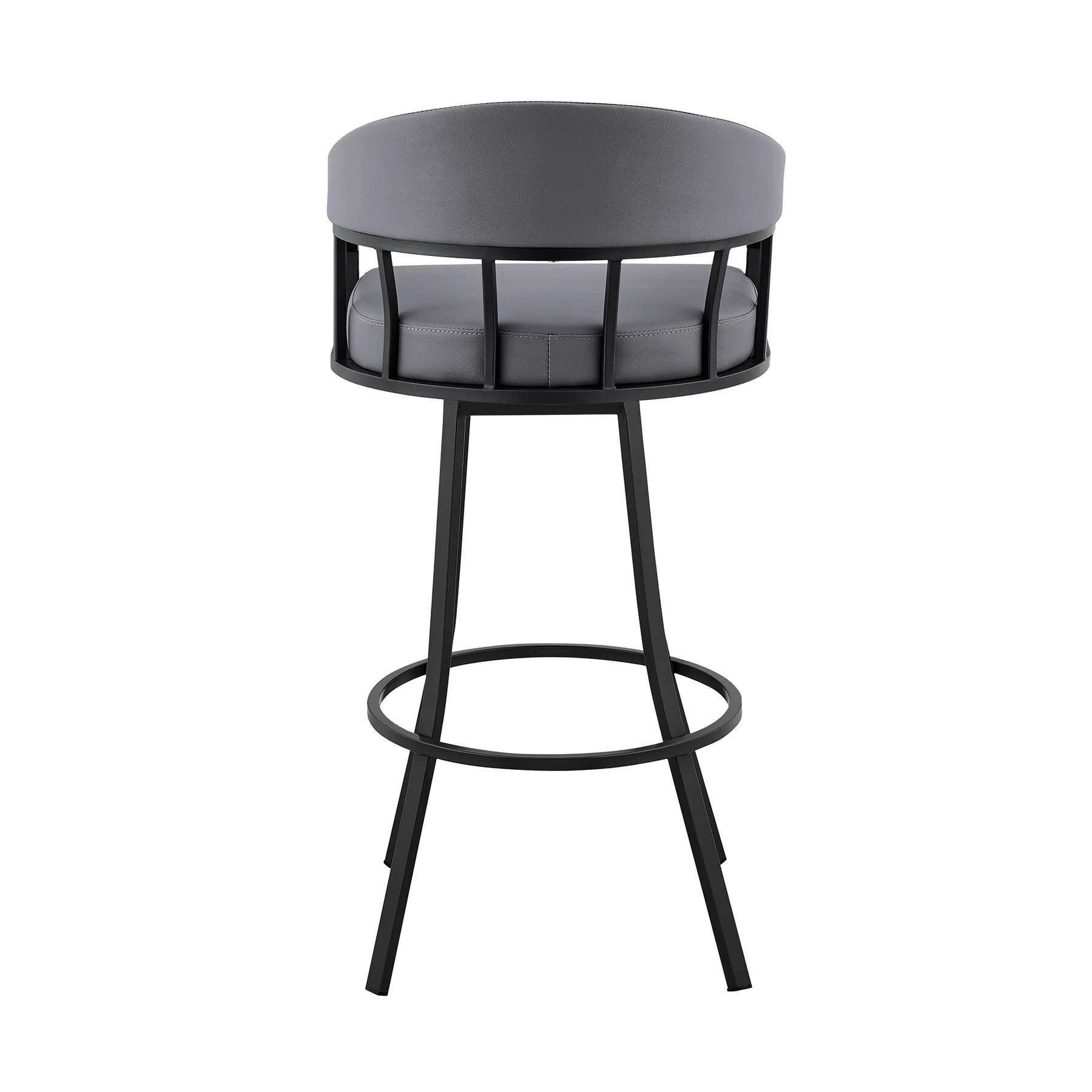 Valerie 30" Swivel Slate Gray Faux Leather and Black Metal Bar Stool - Image 5