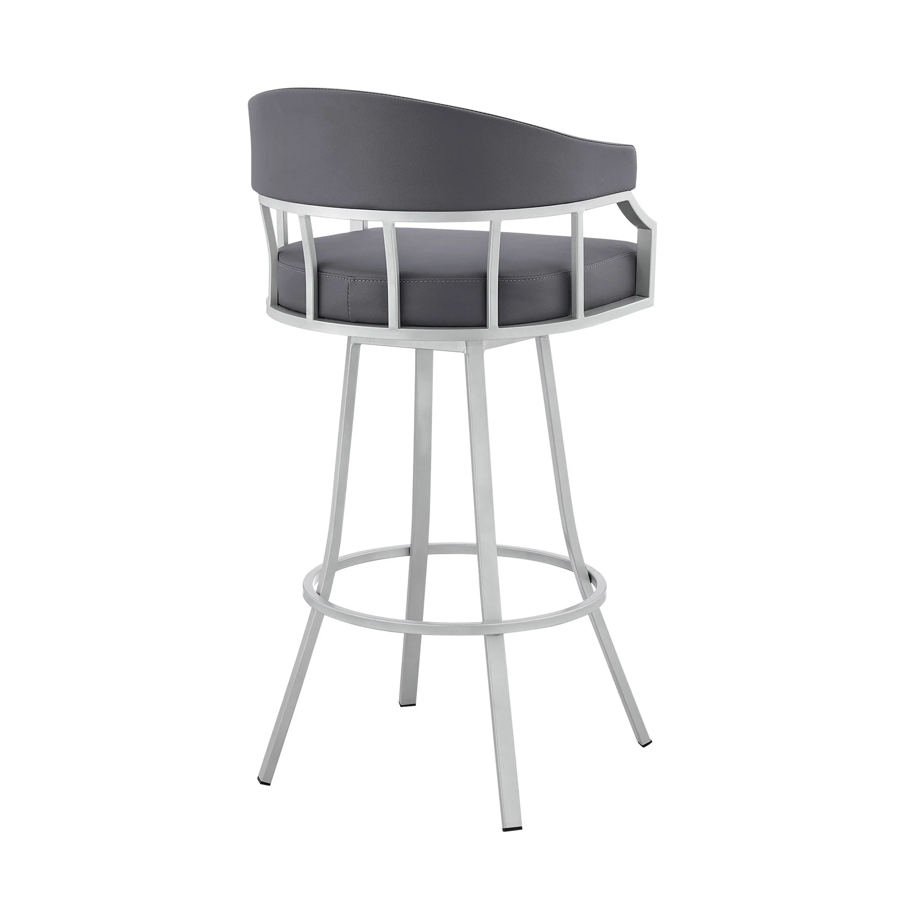 Valerie 30" Swivel Slate Gray Faux Leather and Silver Metal Bar Stool - Image 4