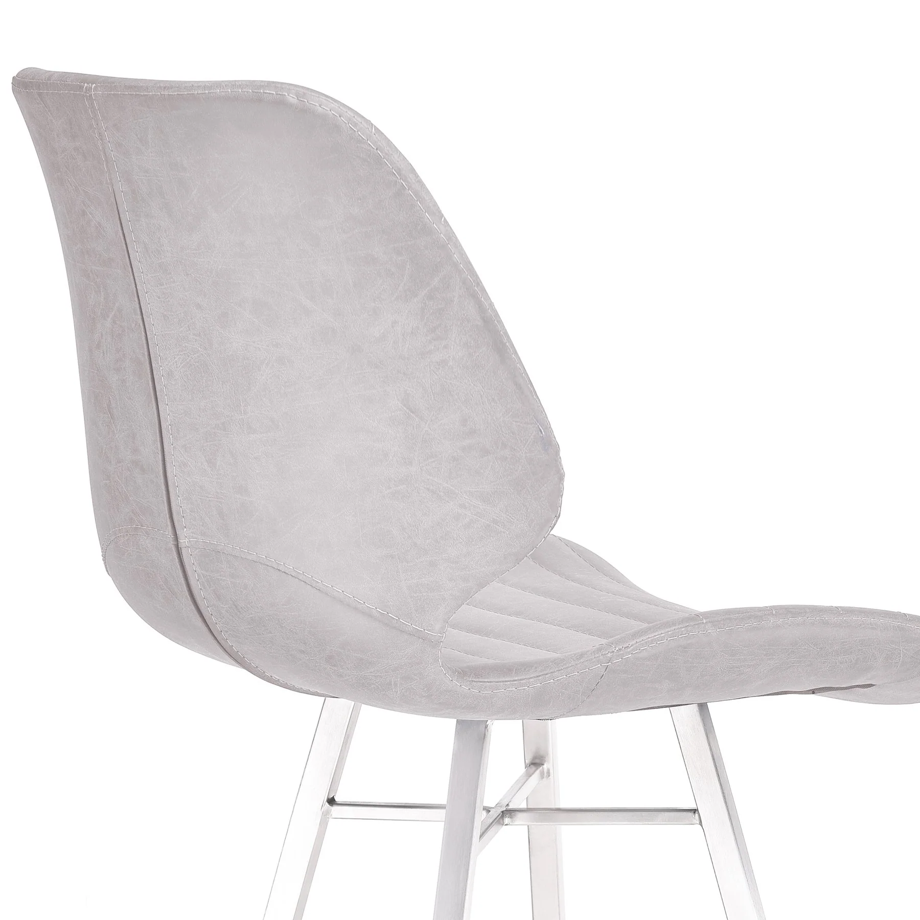 Valor 26" Counter Height Barstool in Brushed Stainless Steel with Light Vintage Gray Faux Leather - Image 5