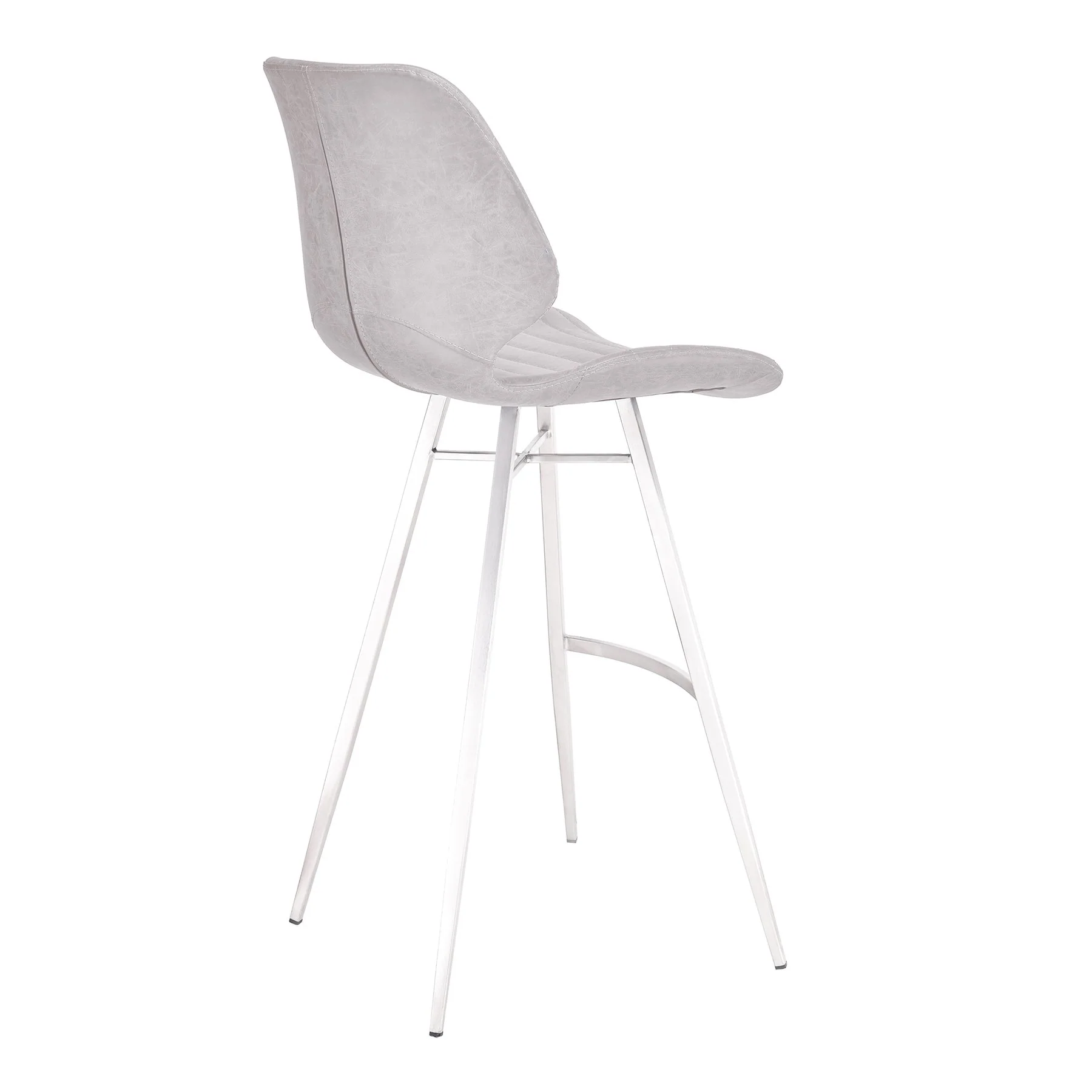 Valor 30" Bar Height Barstool in Brushed Stainless Steel with Light Vintage Gray Faux Leather - Image 3