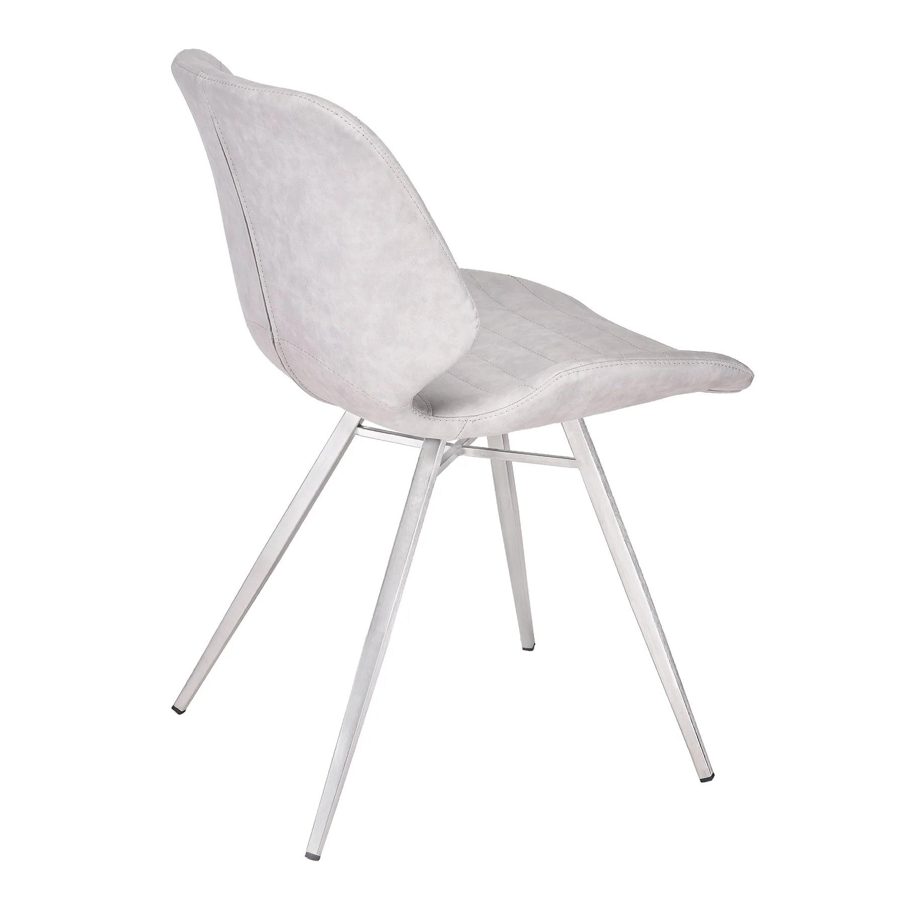 Valor Contemporary Dining Chair in Brushed Stainless Steel with Vintage Gray Faux Leather - Set of 2 - Image 2