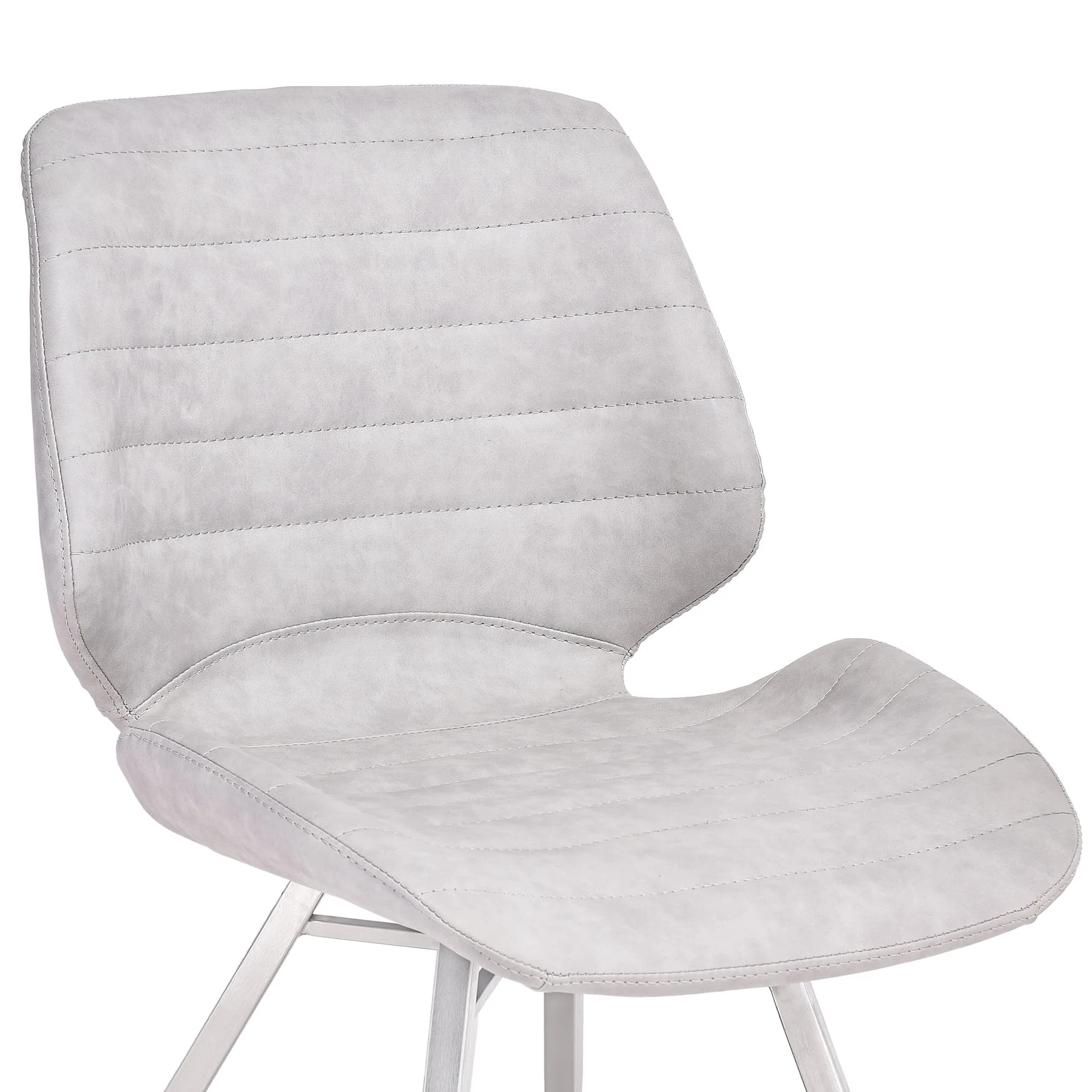 Valor Contemporary Dining Chair in Brushed Stainless Steel with Vintage Gray Faux Leather - Set of 2 - Image 3