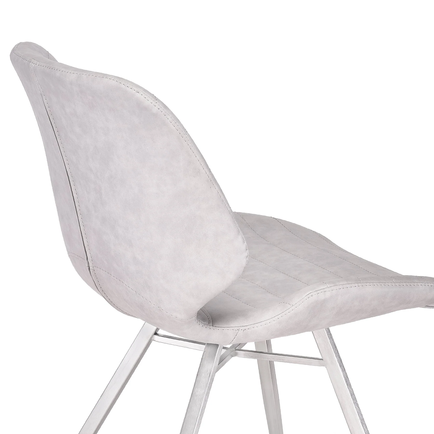 Valor Contemporary Dining Chair in Brushed Stainless Steel with Vintage Gray Faux Leather - Set of 2 - Image 4