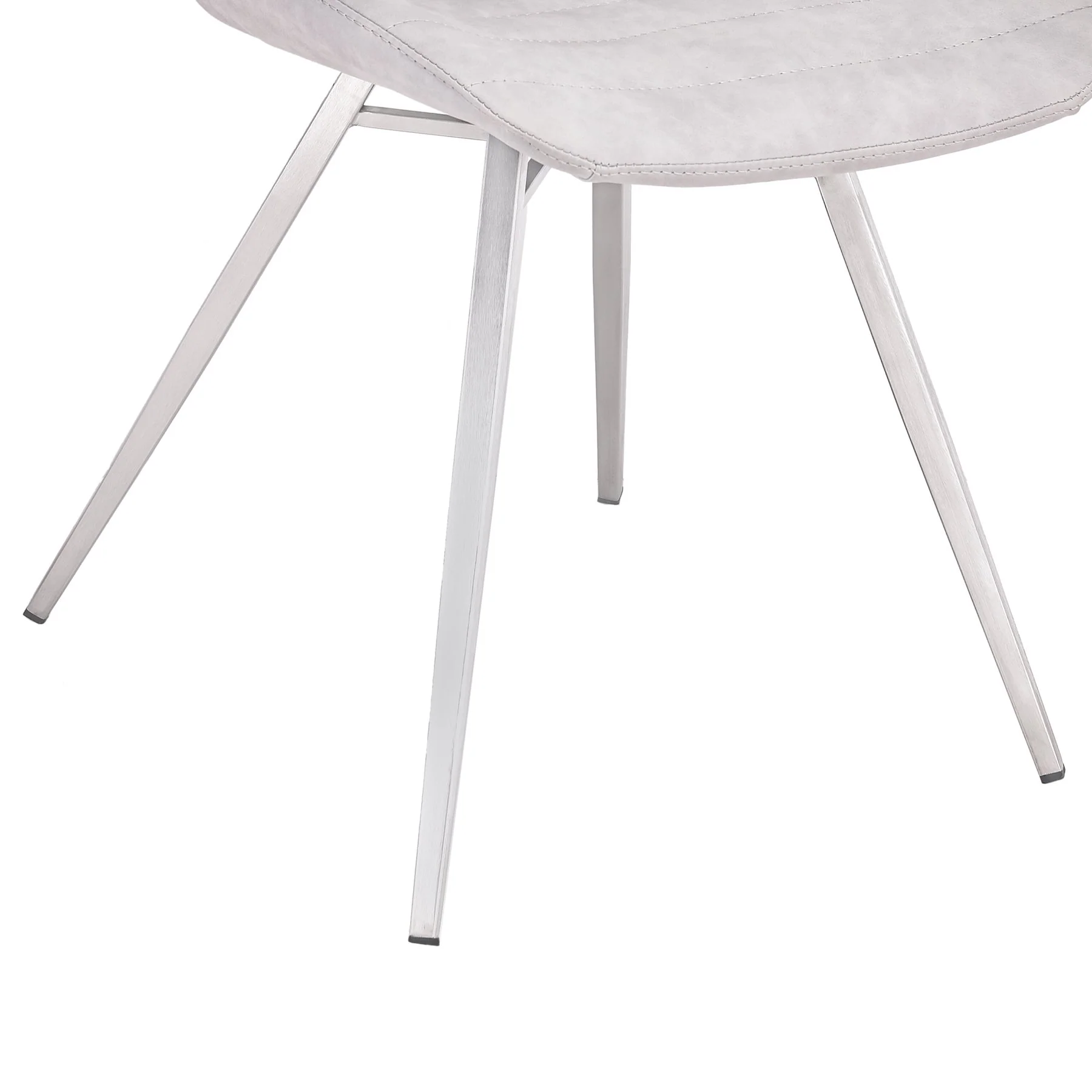 Valor Contemporary Dining Chair in Brushed Stainless Steel with Vintage Gray Faux Leather - Set of 2 - Image 5