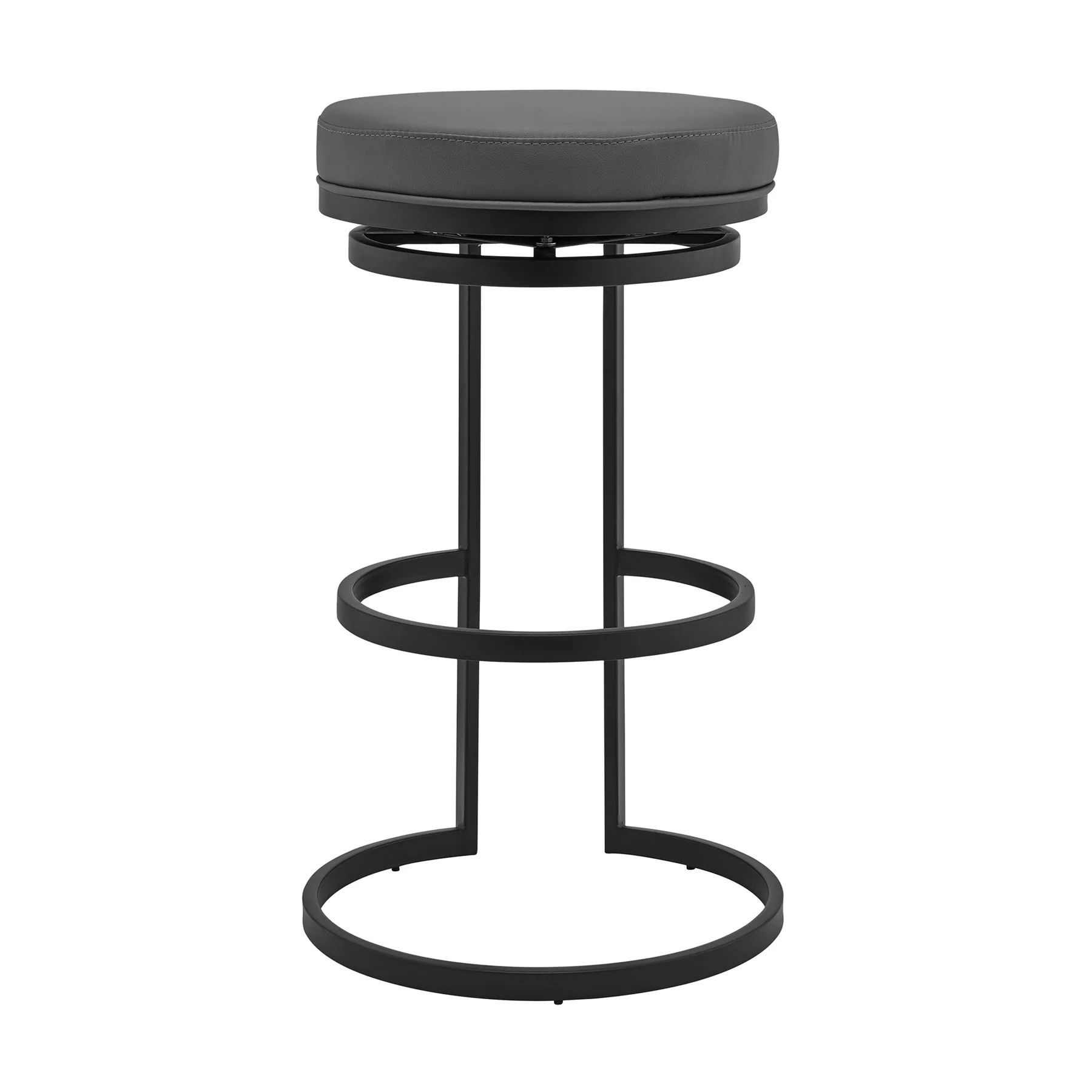 Vander 30" Gray Faux Leather and Black Metal Swivel Bar Stool - Image 3