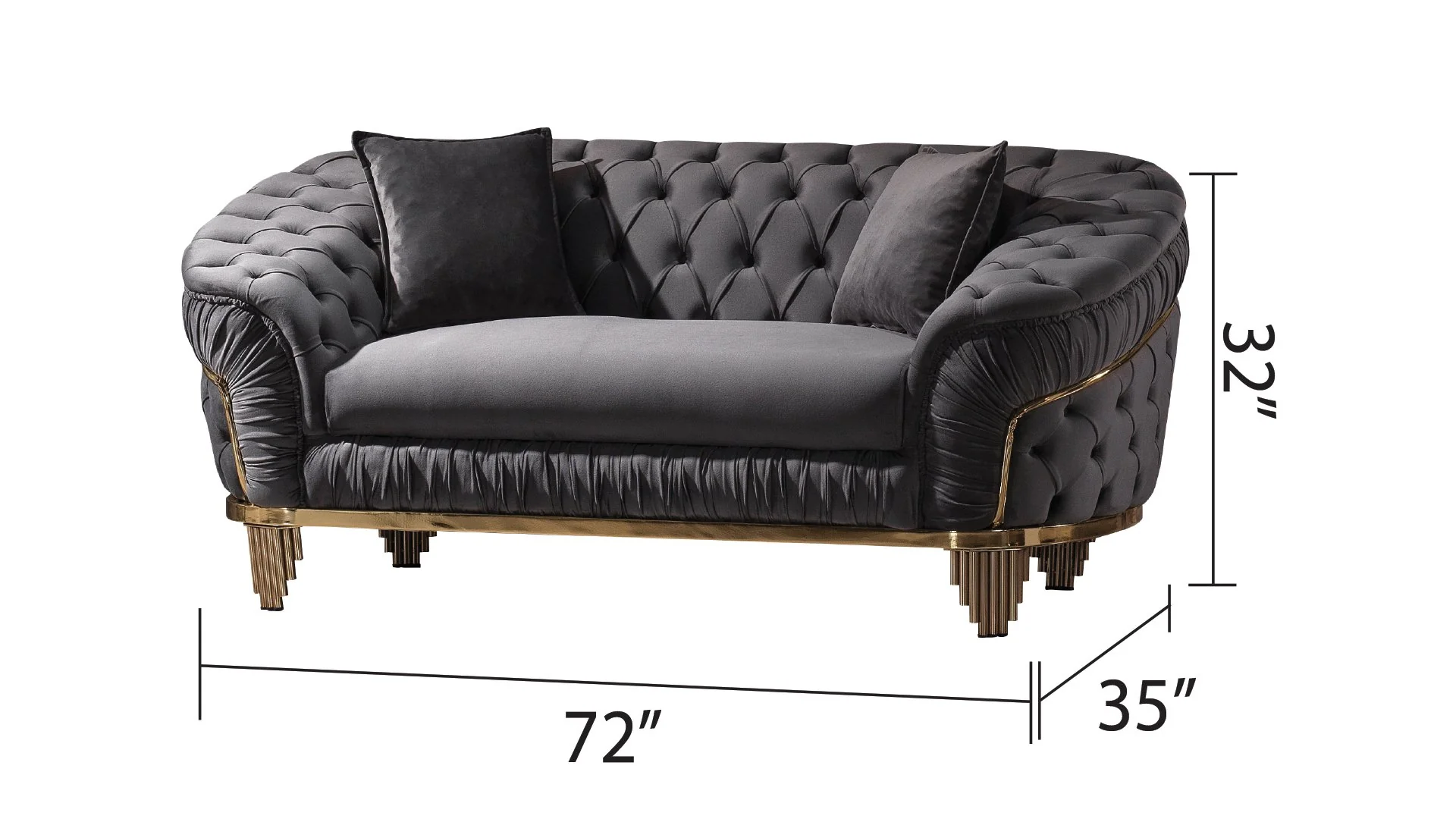 Vanessa 3 Pc Living Room set Gray - Image 9