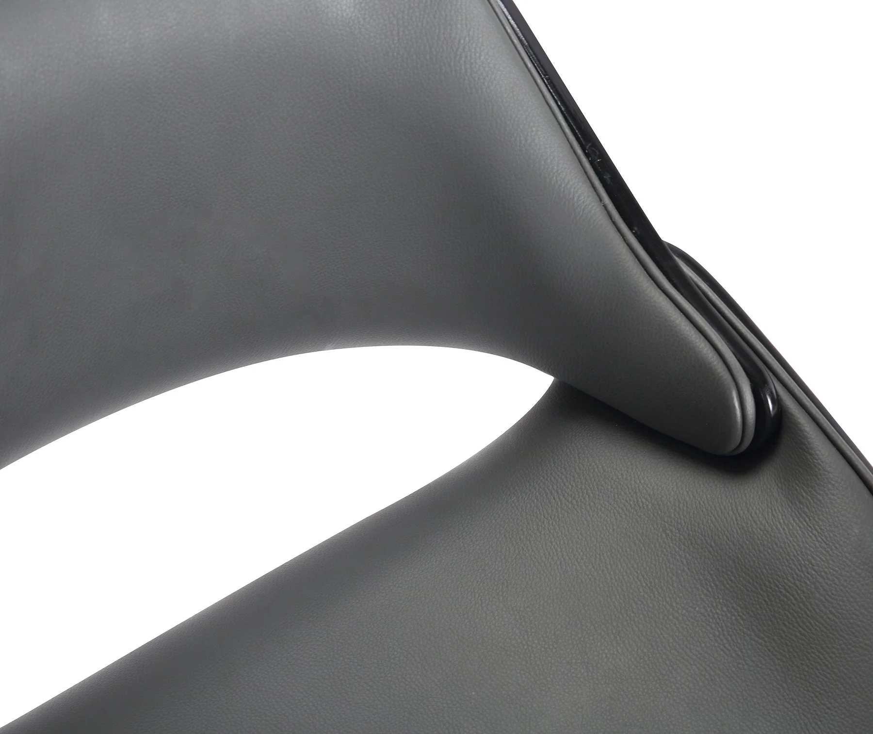 Vanessa Contemporary Adjustable Barstool in Black Brushed Wood Finish and Gray Faux Leather - Image 5